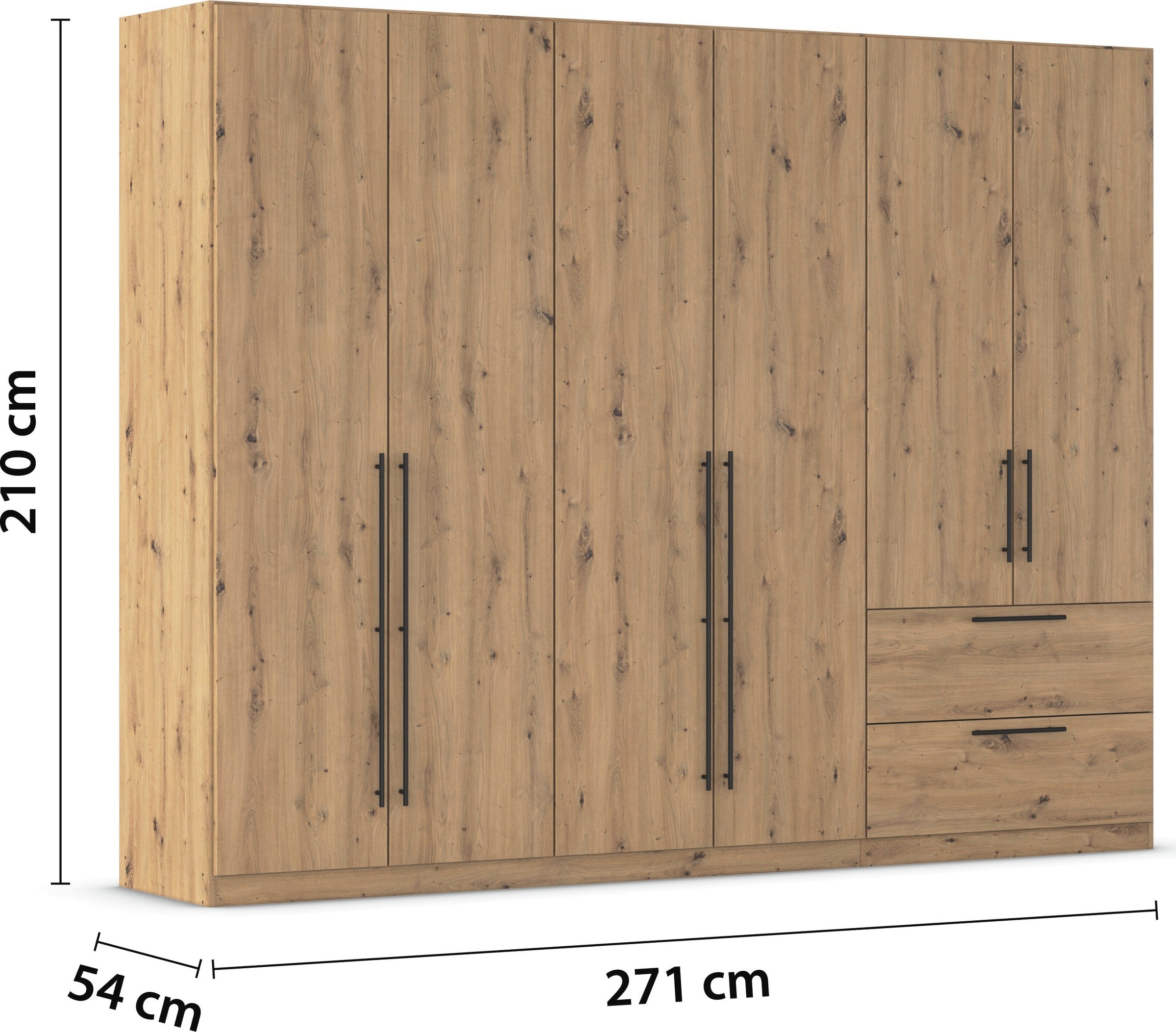 rauch Kleiderschrank »Drehtürenschrank Schrank Garderobe Wäscheschrank Schlafzimmer AVOLA«, (in 3 verschiedenen Ausstattungen BASIC/CLASSIC/PREMIUM), mit hochwertigen Stangengriffen aus Metall in Schwarz MADE IN GERMANY