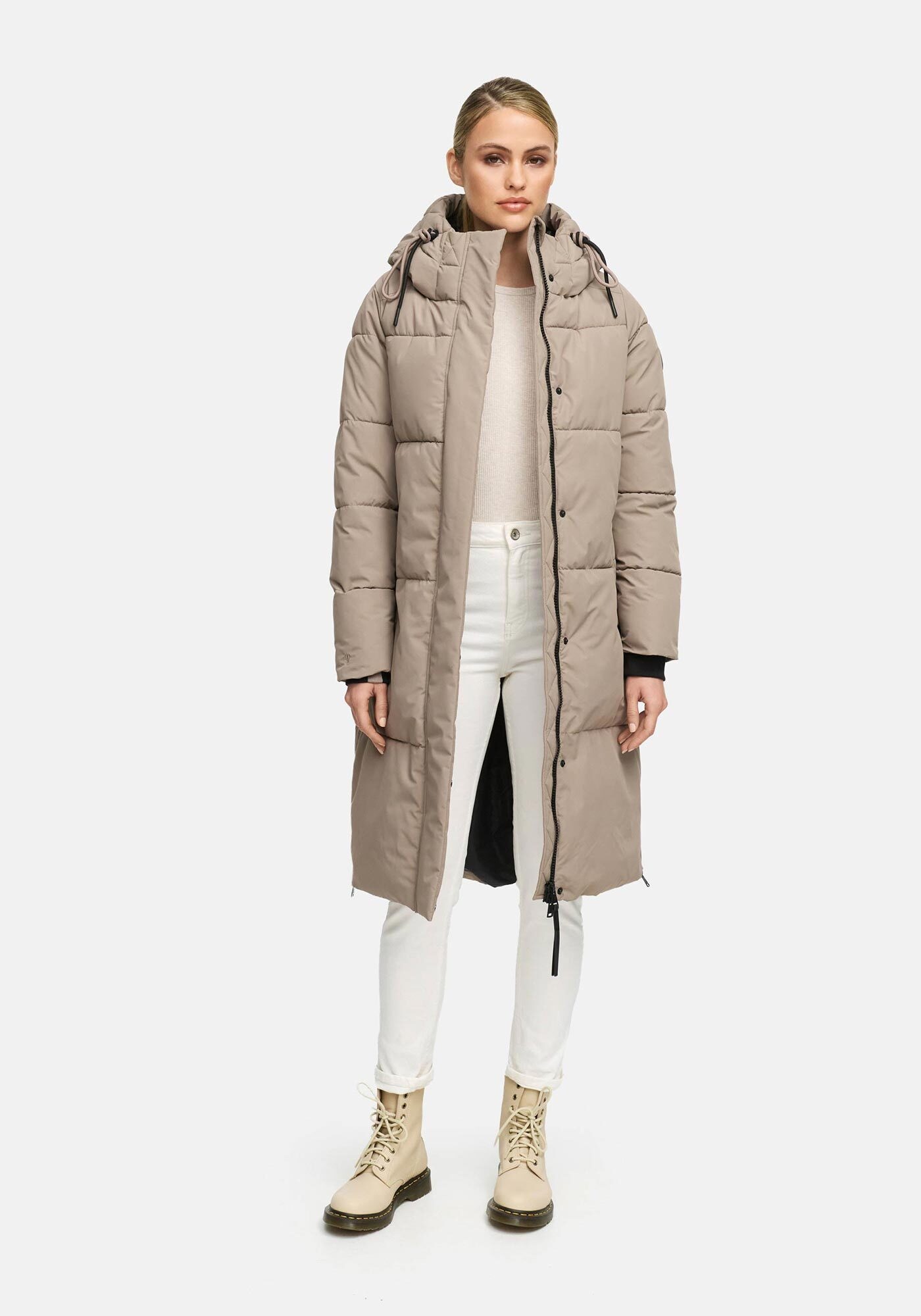 Marikoo Winterjacke "Michikoo" Extra langer Schnitt mit seitlichen Gehschlitzen