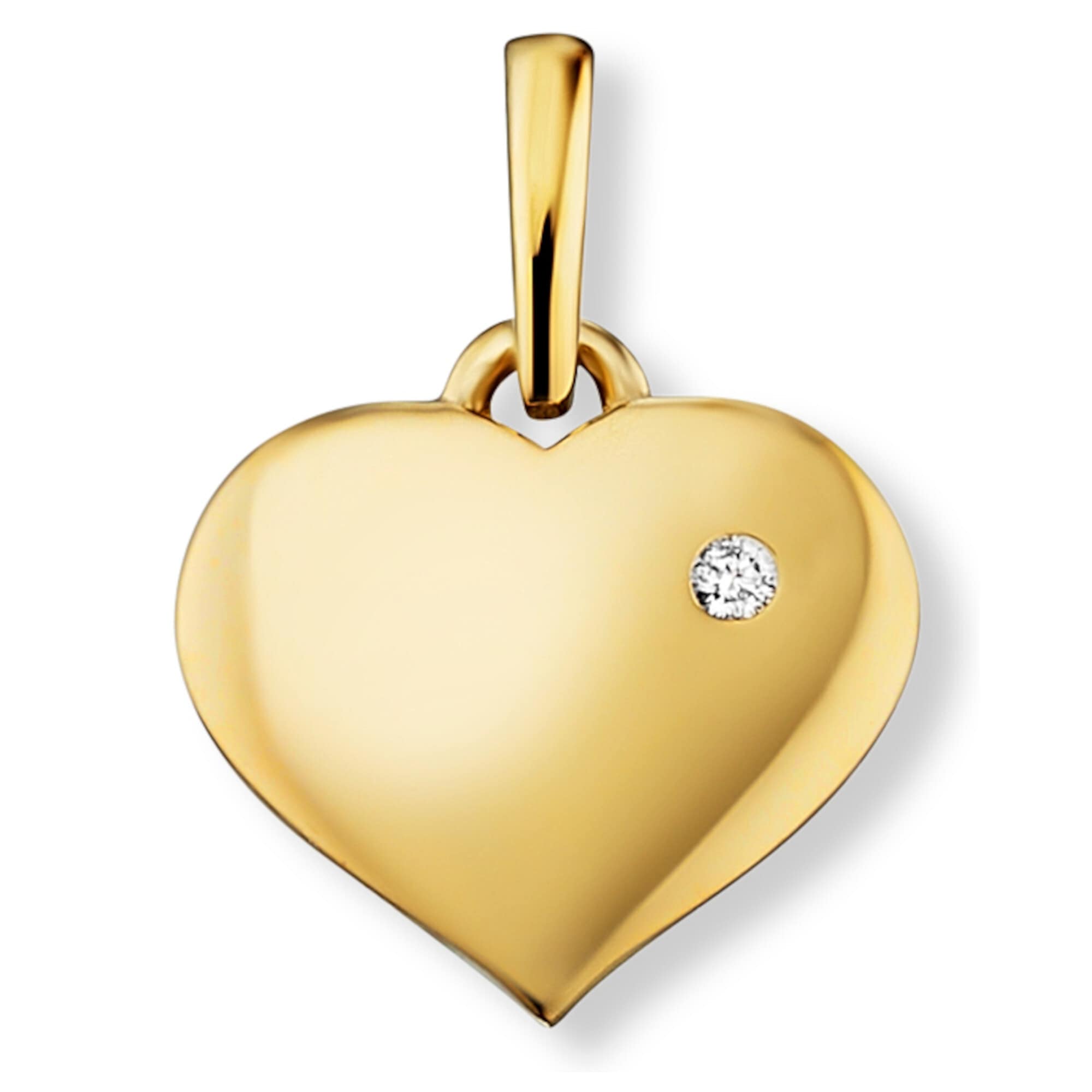 ONE ELEMENT Damen Kettenanhänger "0.01 ct Diamant Brillant Herz Anhänger aus 585 Gelbgold", 0,01, Diamanten Gelbgold 585 Gold, gold, Diamanten,