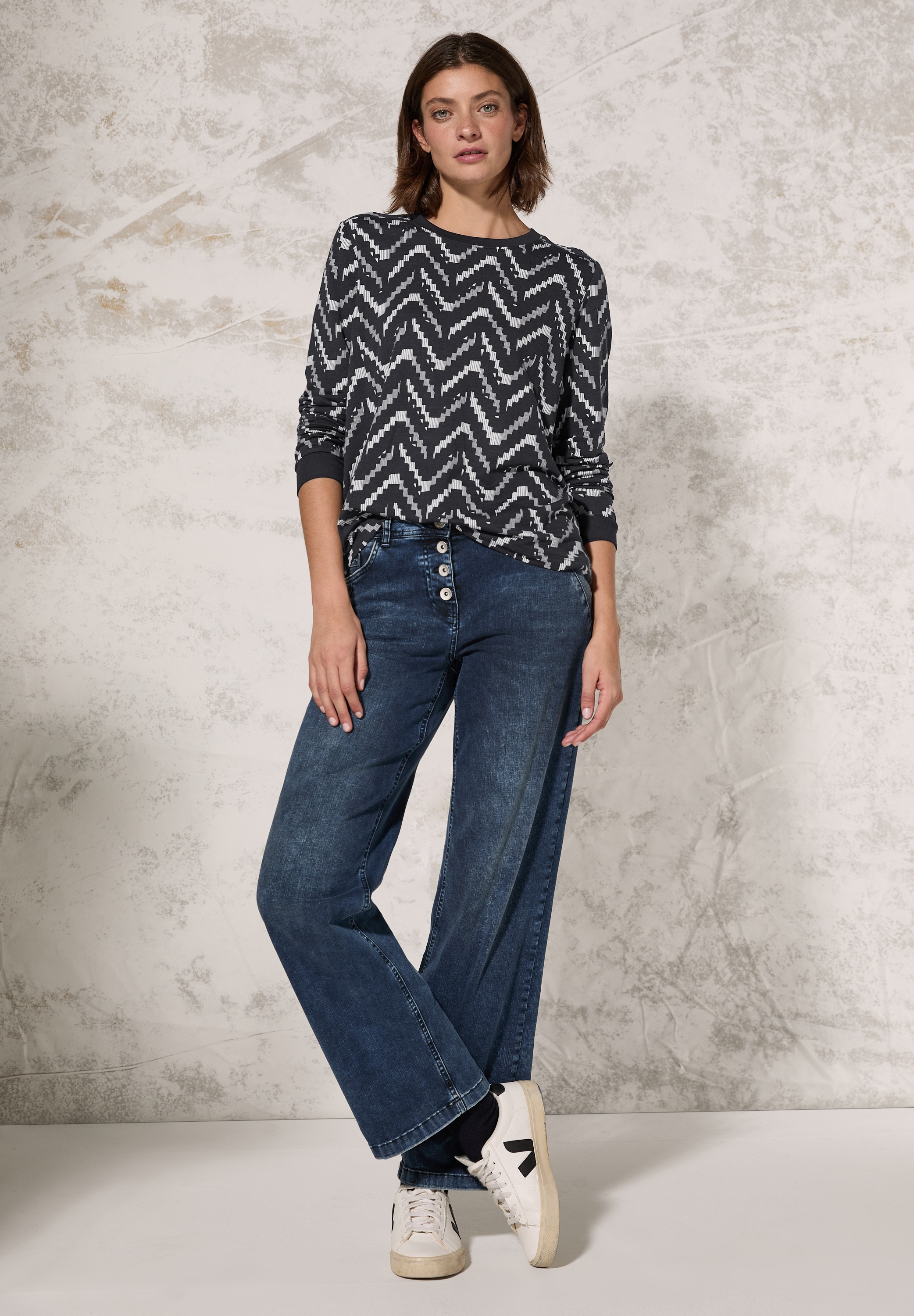 Cecil Langarmshirt, mit grafischem Muster