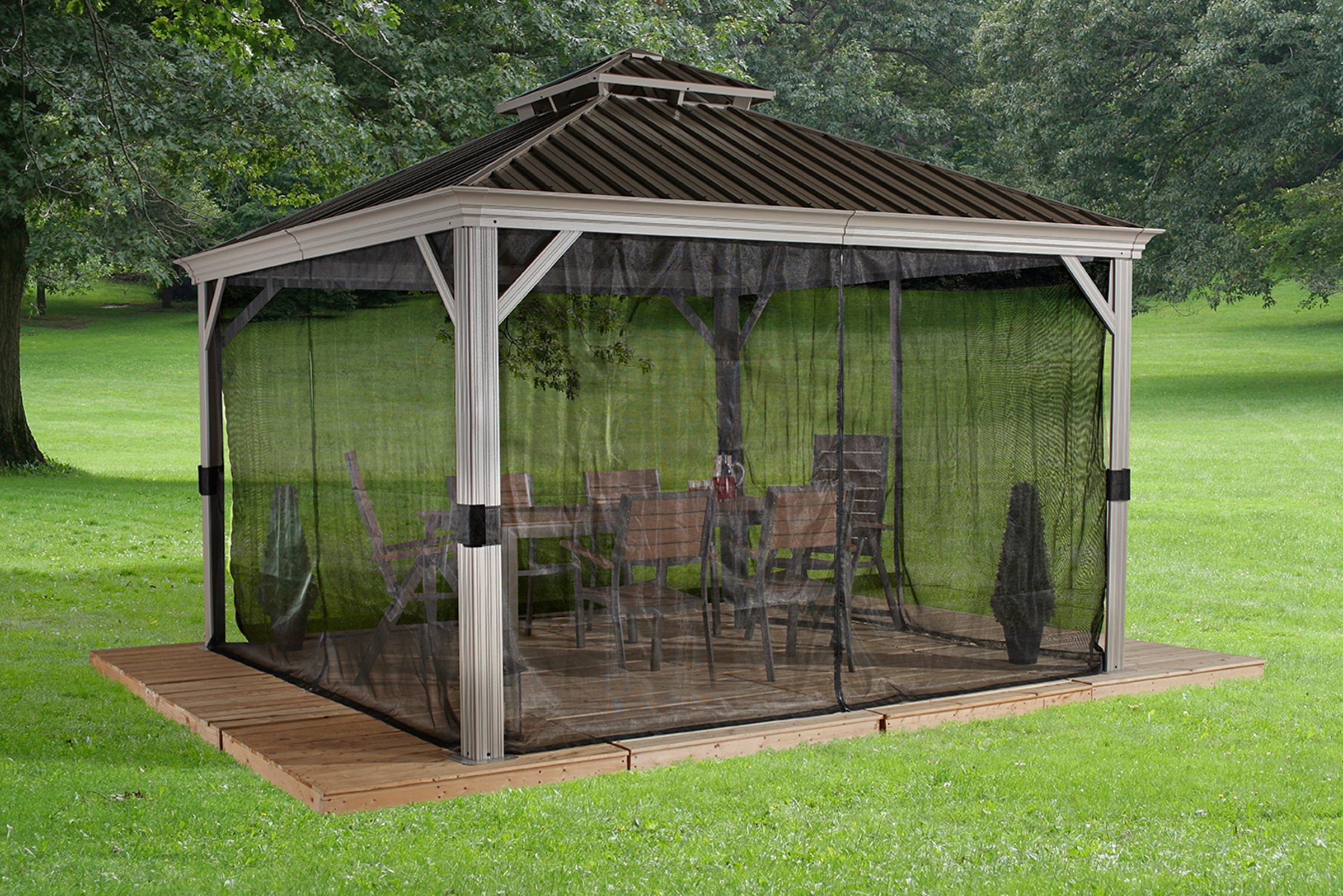 Thumbnail - Sojag Pavillon "Gazebo Messina" BxT: 363x483 cm, mit Moskitonetzen