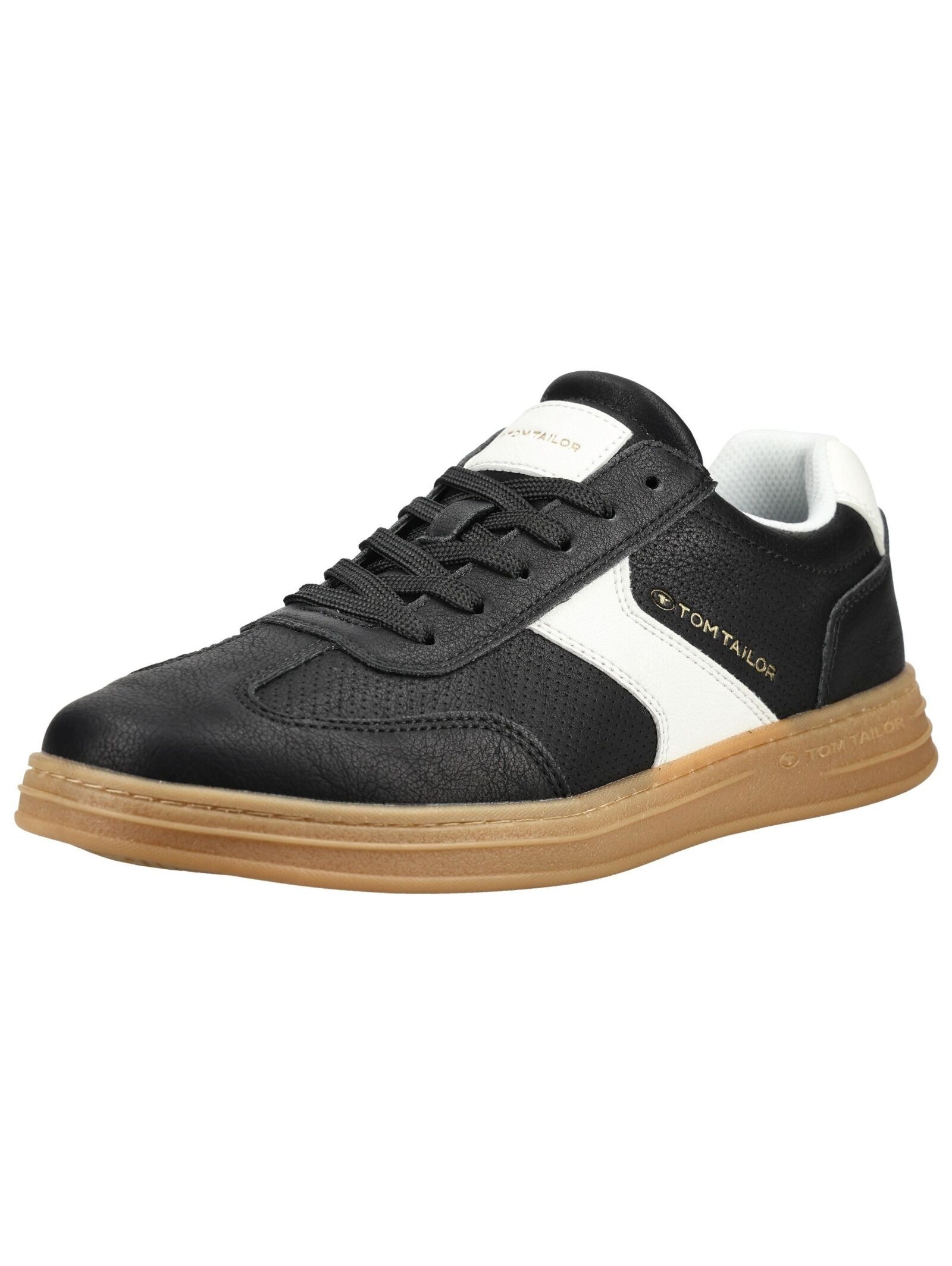 Sneaker TOM TAILOR "Tom Tailor Sneaker Lederimitat", Herren, Gr. 46, schwarz, Lederimitat, Schuhe Sneaker