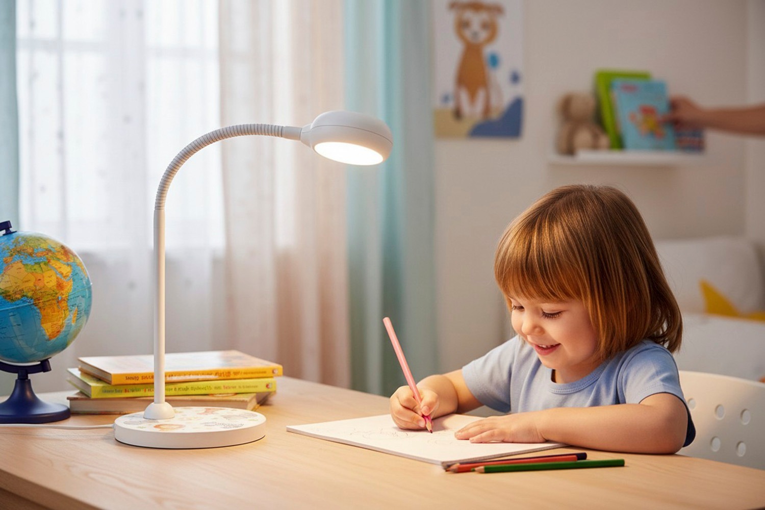 niermann Schreibtischlampe »Kinderlampe mit Motiv "Little Safari", Kinderzimmer« GX53 1 Stk. flexibel verstellbarer Leuchtenarm, Made in Germany