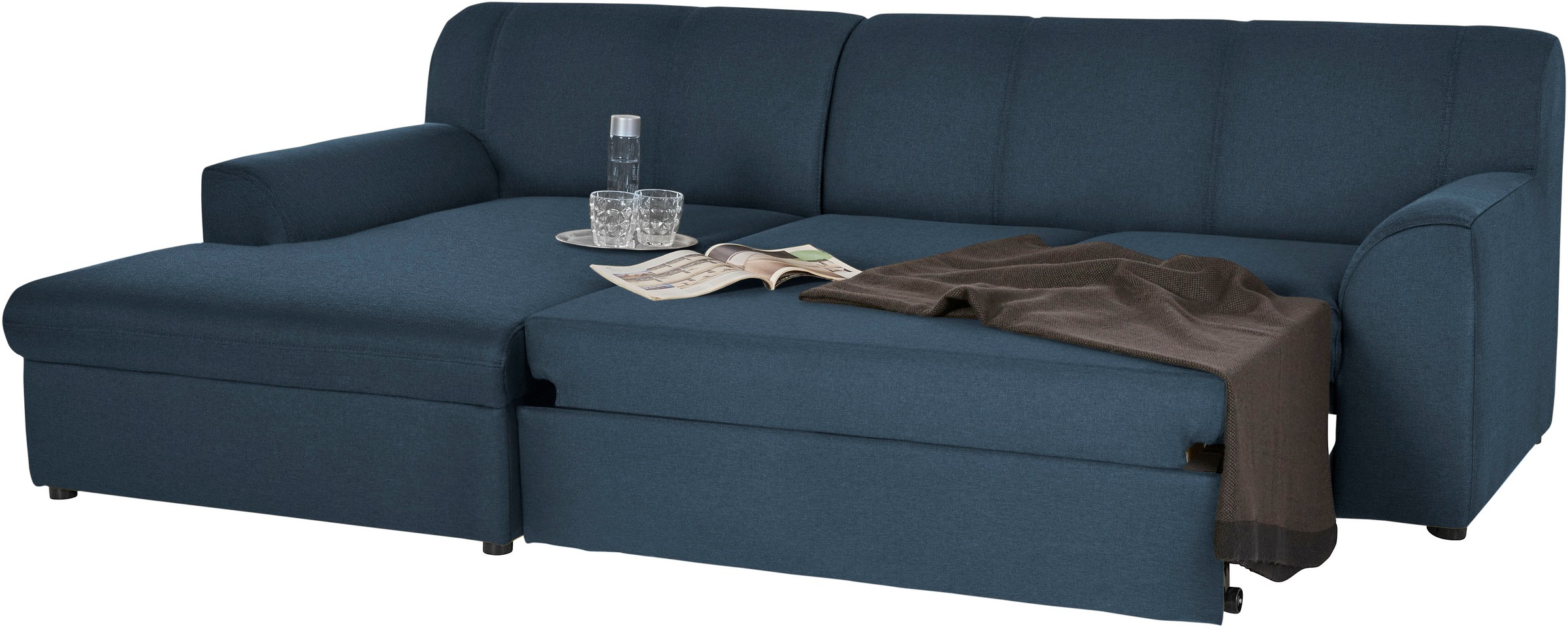 DOMO collection Ecksofa »Topper, elegant und zeitlos, kompaktes Stellmaß 245/155cm, L-Form«, mit Recamiere, wahlweise mit Schlaffunktion