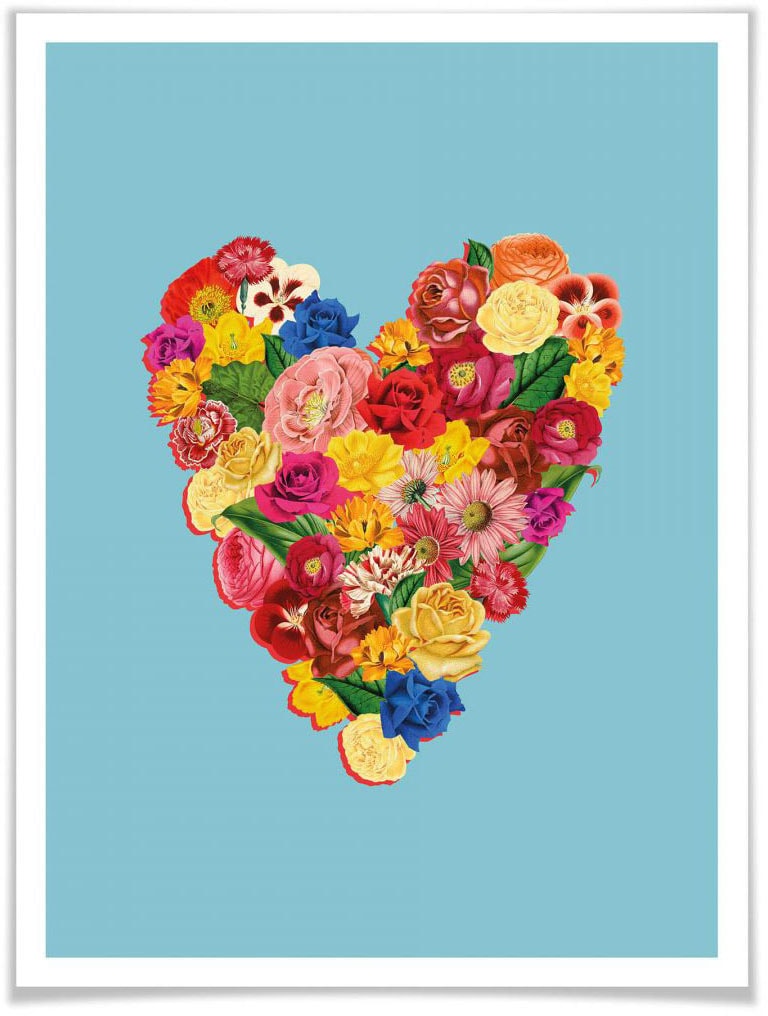 bestellen St.) Herz«, (1 Wall-Art BAUR Herz, Poster »Blumen |