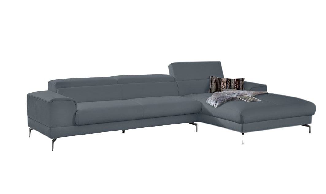 W.SCHILLIG Ecksofa »piedroo, Designsofa mit tollem Sitzkomfort, elegant und bequem, L-Form«, Kopfteilverstellung, wahlweise mit Sitztiefenverstellung, Breite 343cm