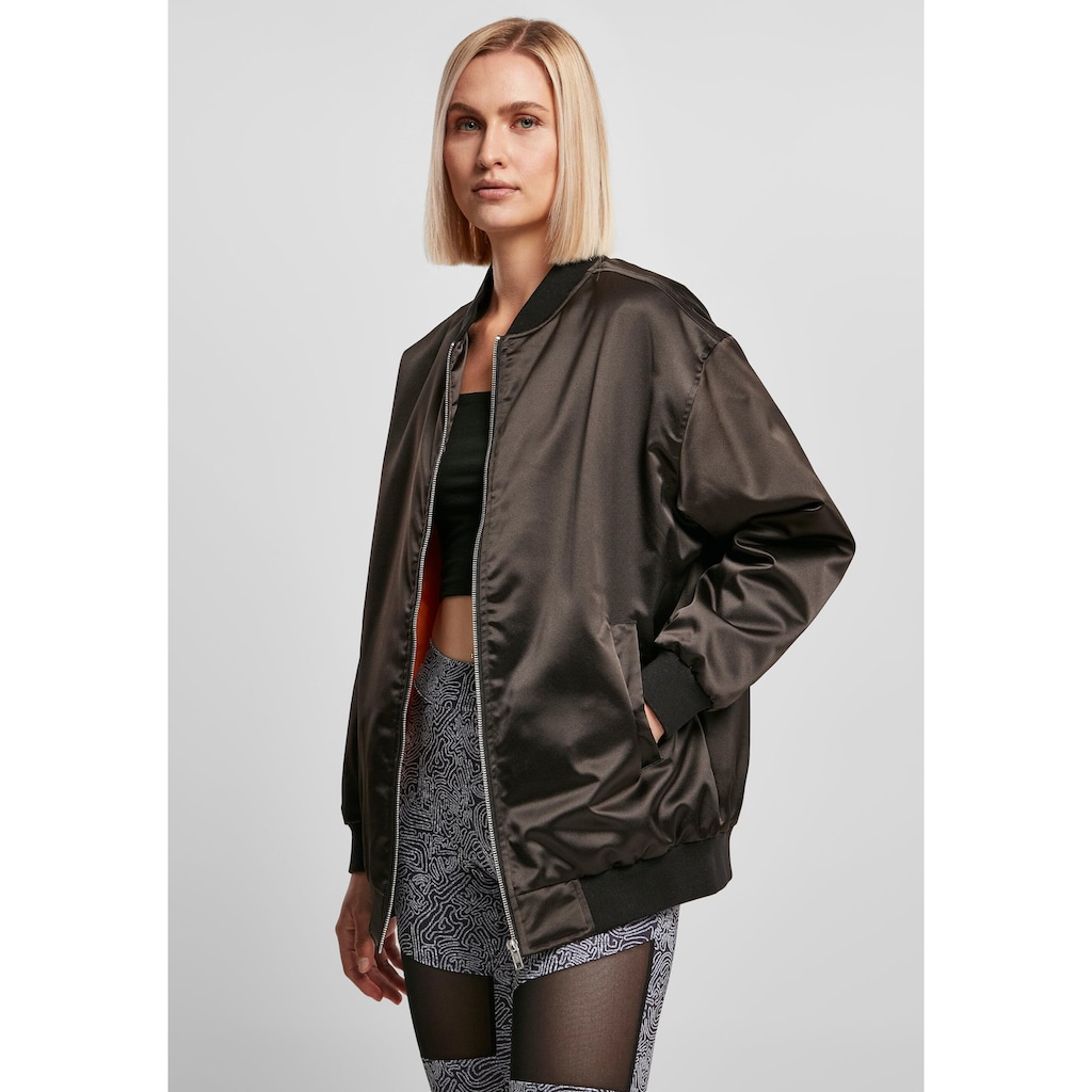 URBAN CLASSICS Anorak »Urban Classics Damen Ladies Oversized Satin Bomber Jacket«, (1 St.), ohne Kapuze