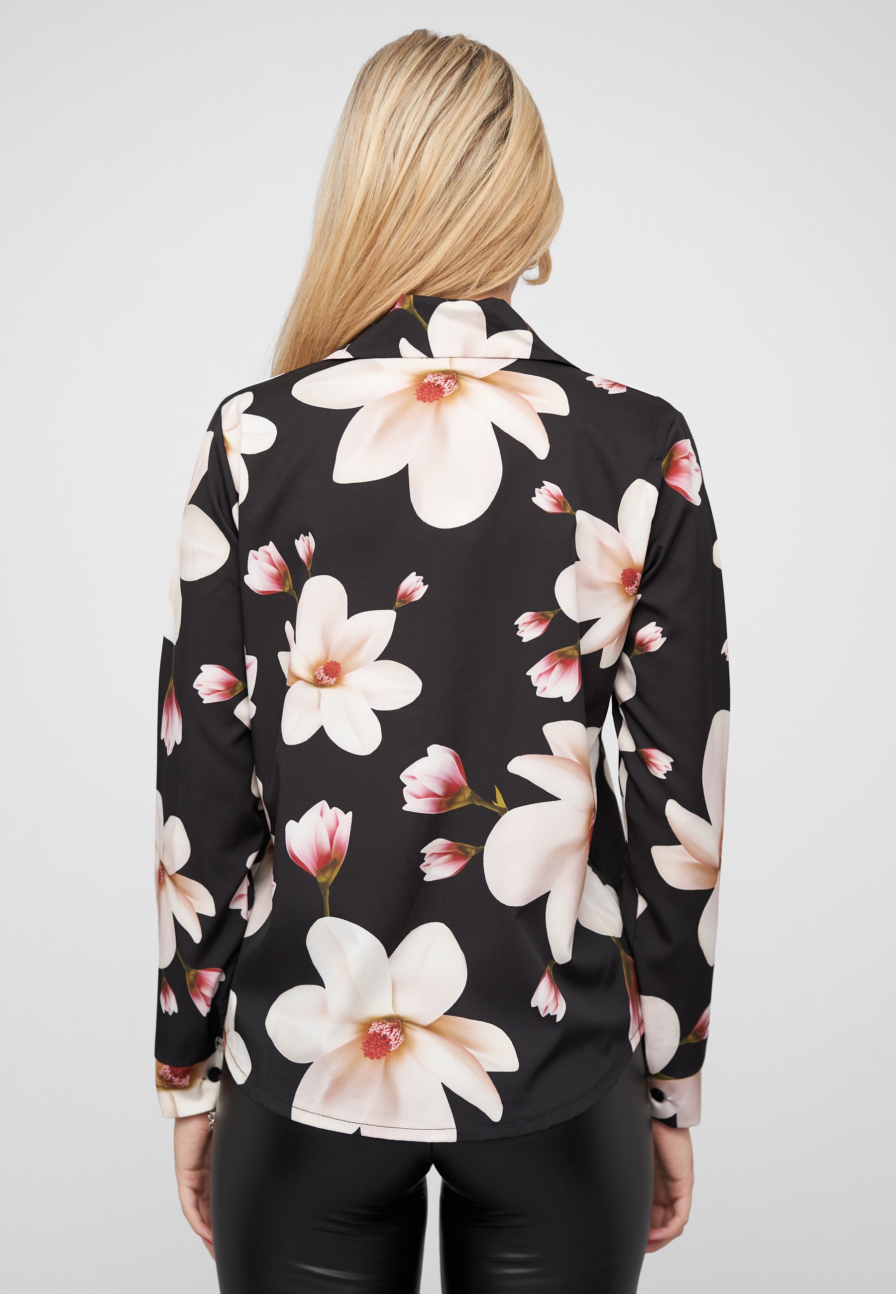 CLOUD 5IVE Blusentop »CLOUD 5IVE Langarm-Bluse mit Knopfleiste u. Blumenprint«