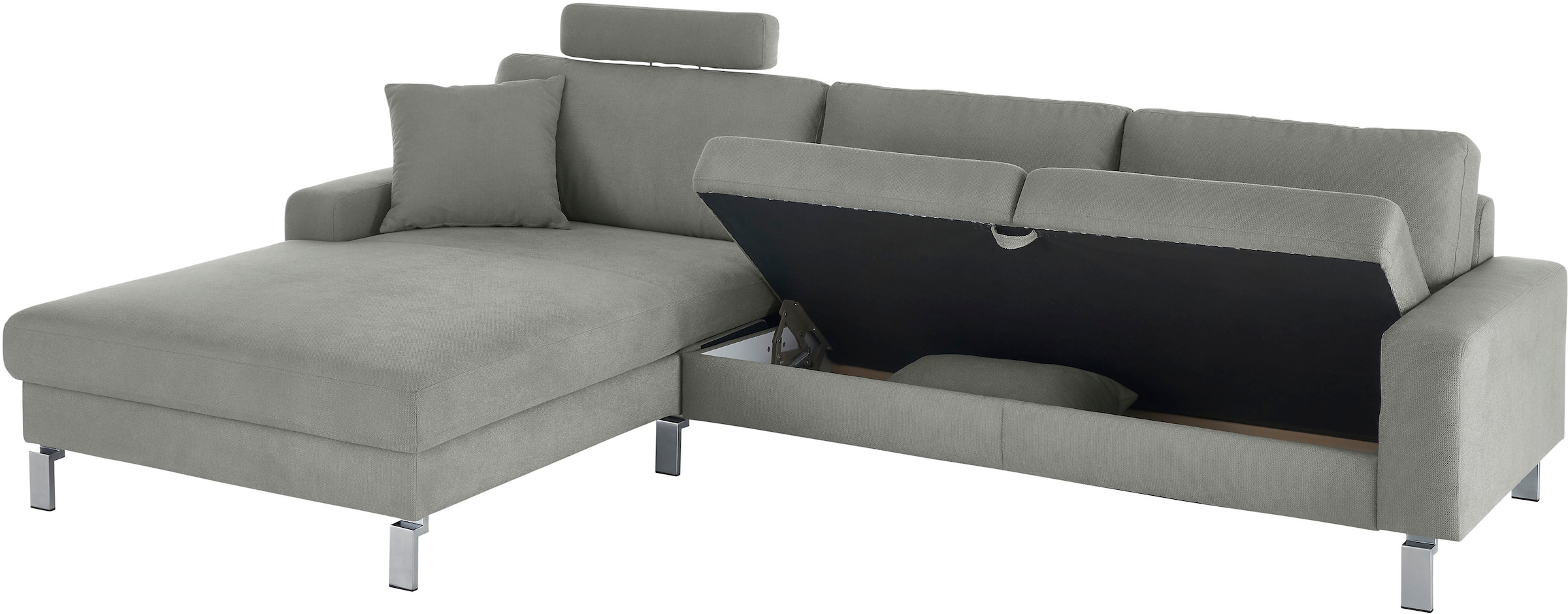 3C Candy Ecksofa »Lecce, wahlweise PUR-Schaumstoff oder Tonnentaschenfederkern«, Bett im 2,5-Sitzer, teilmotorische Schlaffunktion im Longchair, L-Form