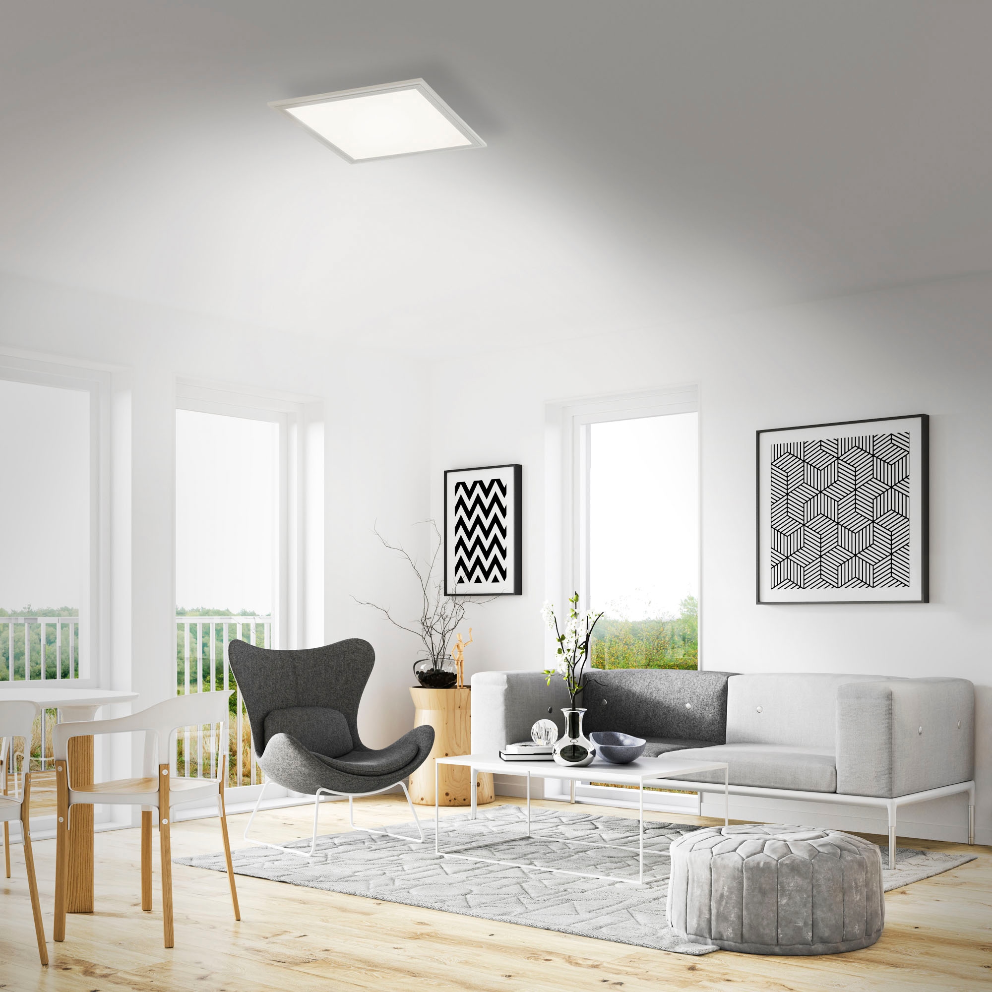 Briloner Leuchten LED Panel »7191016 SIMPLE«, 1 flammig, Deckenlampe, 29,5x29,5x5,5cm, Weiß, 12W, Wohnzimmer, Schlafzimmer