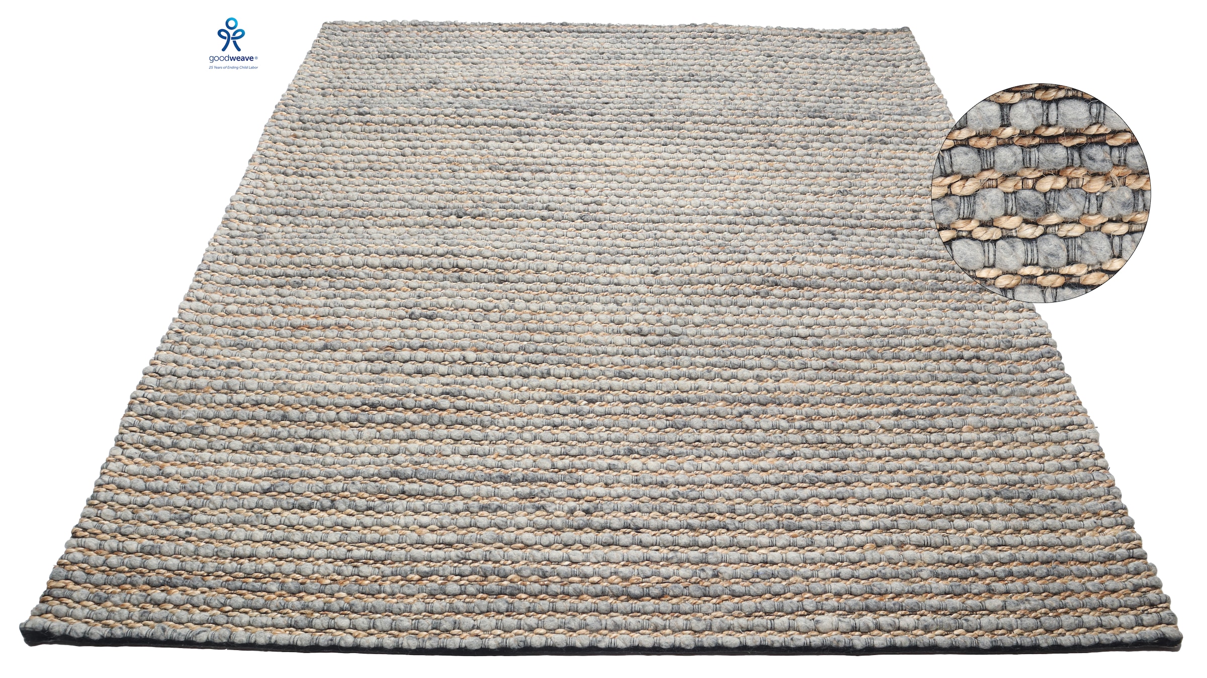 my home Wollteppich »Leevy, Wolle und Jute- handgewebt«, rechteckig, 25 mm Höhe, handgewebt, Handweb Teppiche, Wohnzimmer, Schlafzimmer, Esszimmer