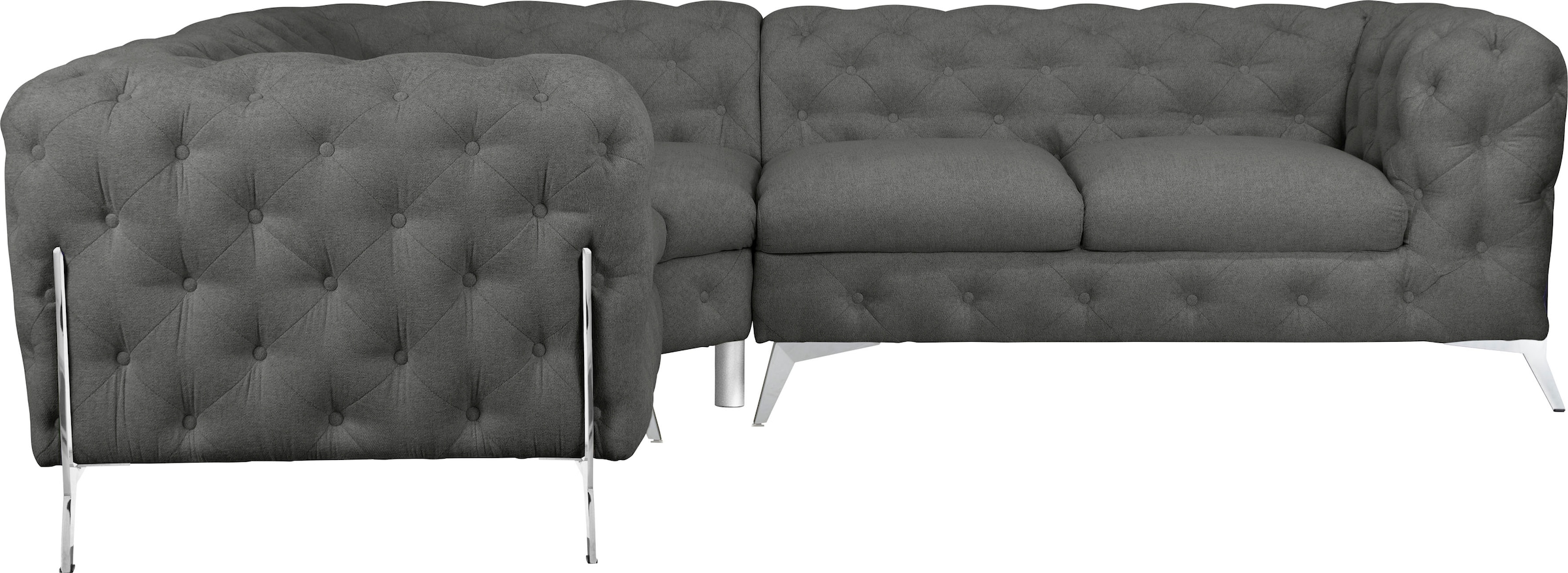 Leonique Chesterfield-Sofa »Amaury L-Form«, moderne Chersterfield-Optik, Breite 262 cm, Fußfarbe wählbar