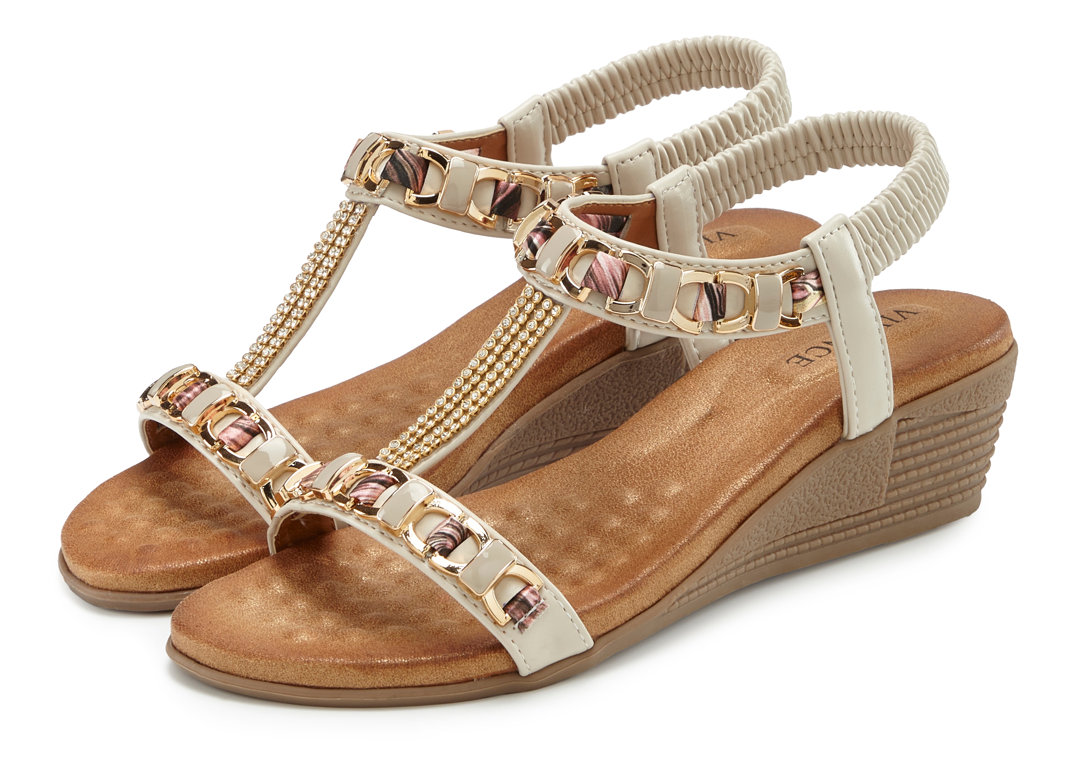 Vivance Sandalette "Sommerschuh, offener Schuh, Sandale, Keilsandalette," mit elastischen Riemchen und Keilabsatz