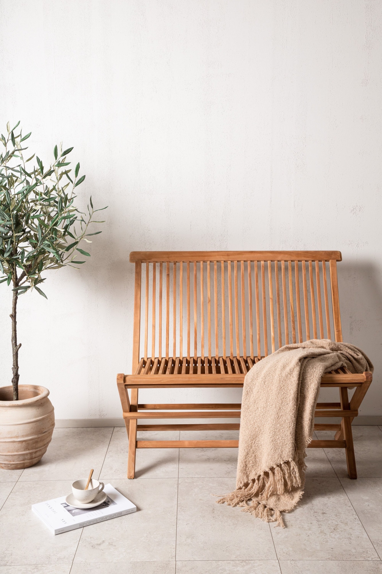 Venture Home Gartenlounge-Bank "Ghana, robuste Holzbank für hohen Sitzkomfort" Sitzbank minimalistisch, Teakoptik, komfortabel