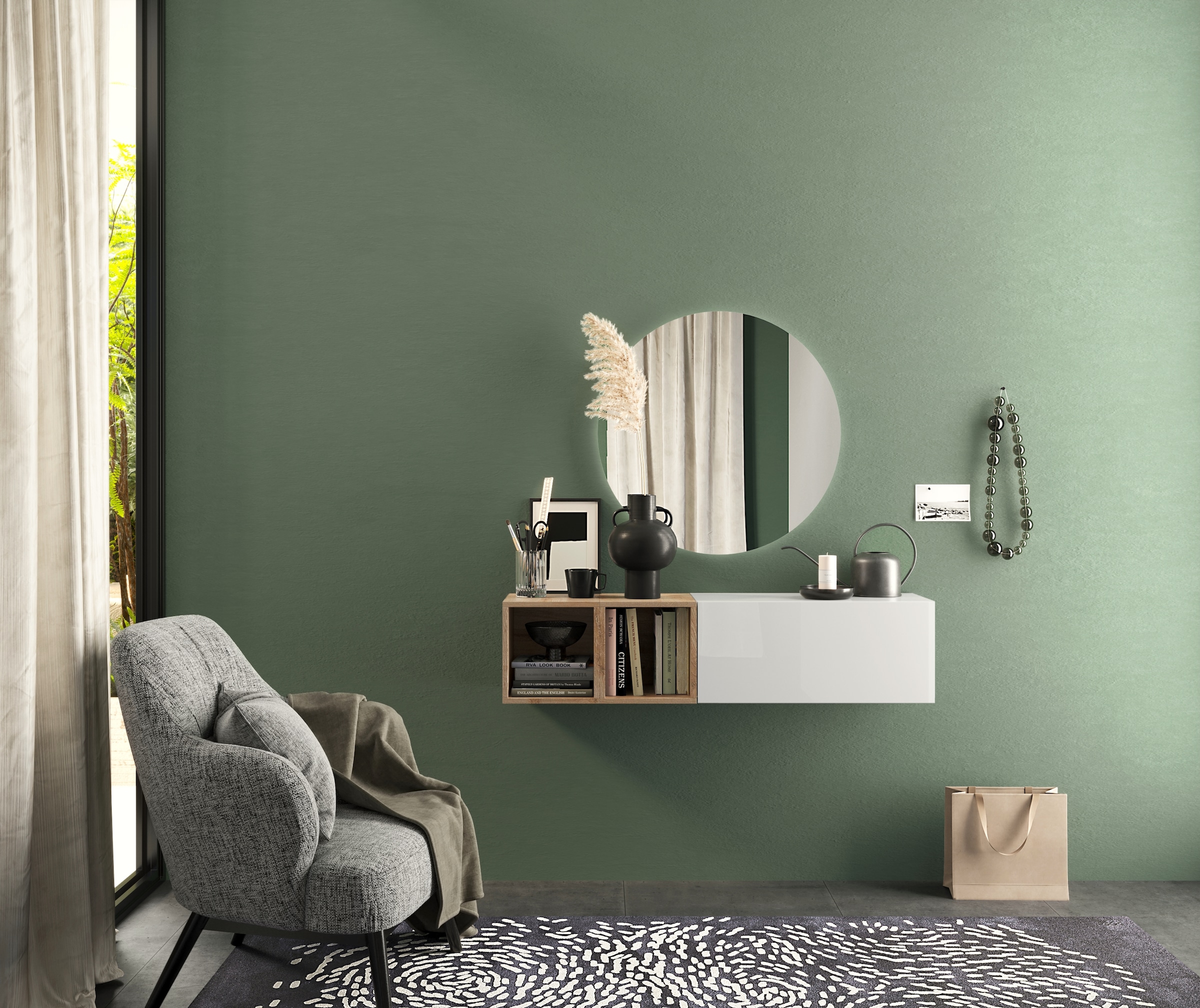 INOSIGN Garderoben-Set »INFINITY, 3tlg. Breite 125 cm, Höhe variabel, moderne Garderobe«, (Spar-Set, 3 St.), (Hängeschrank, Würfelregal 2er Set, Spiegel) ideal für Diele, Flur