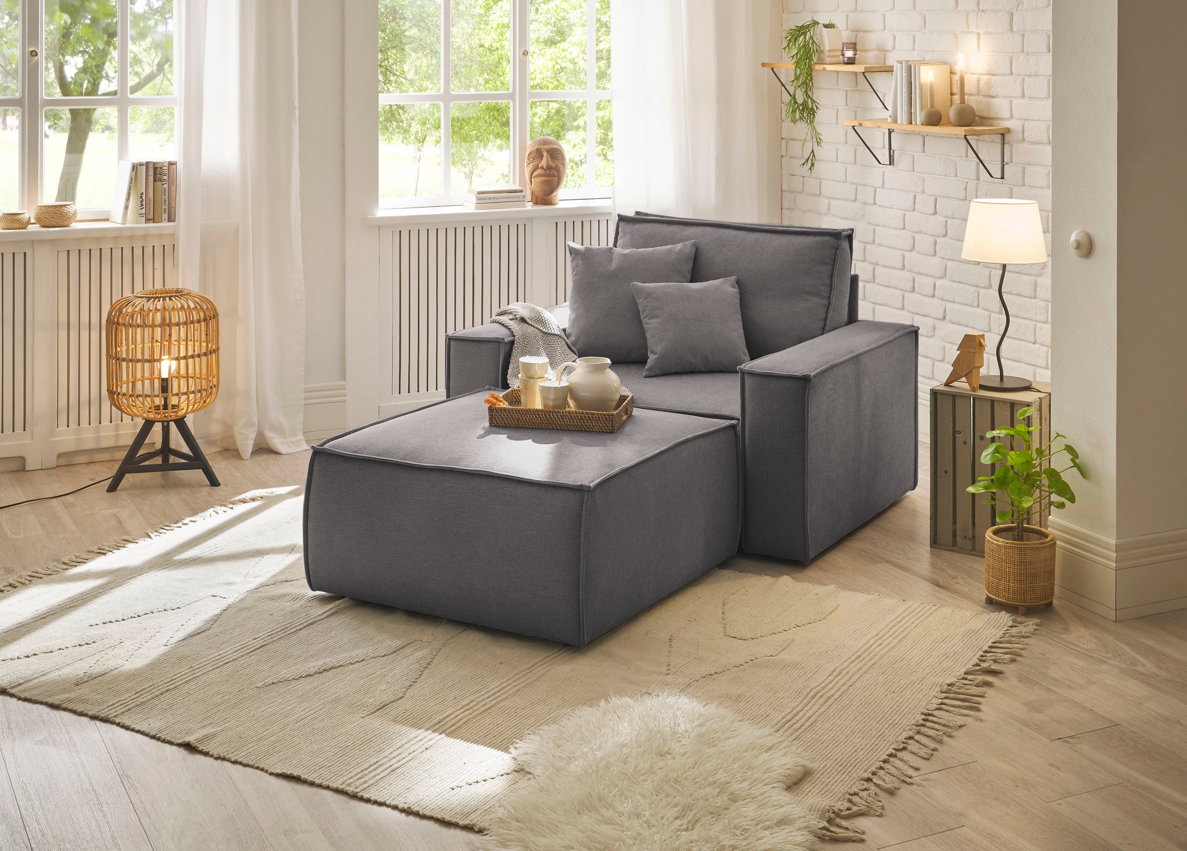 andas Loveseat »Finnley«, (2 St.), Loveseat und Hocker im Set, passend zur Polster-Serie Finnley