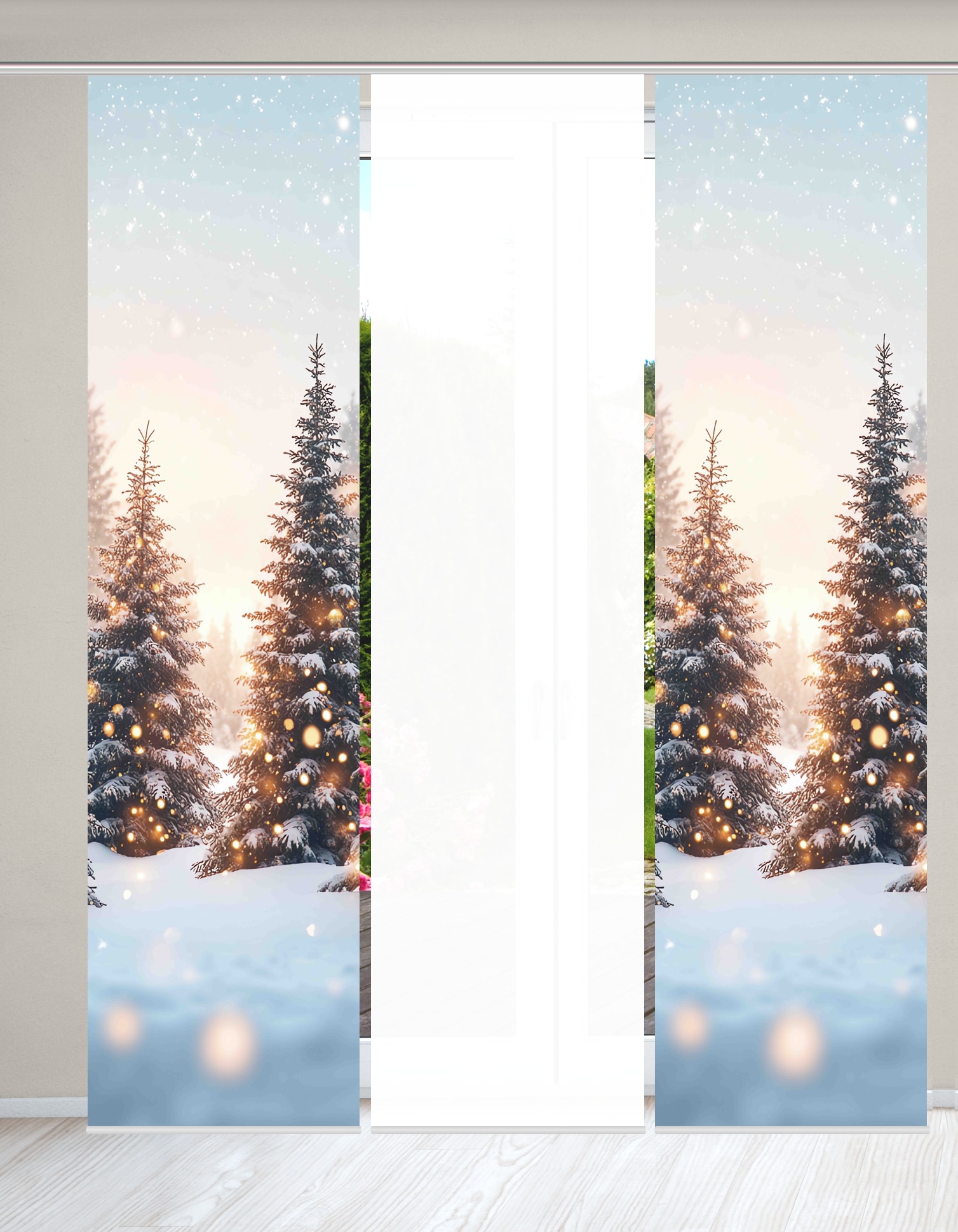 HOME WOHNIDEEN Schiebegardine "SCHNEETANNEN" Paneelwagen 3 Stk. tlg. SET, S günstig online kaufen
