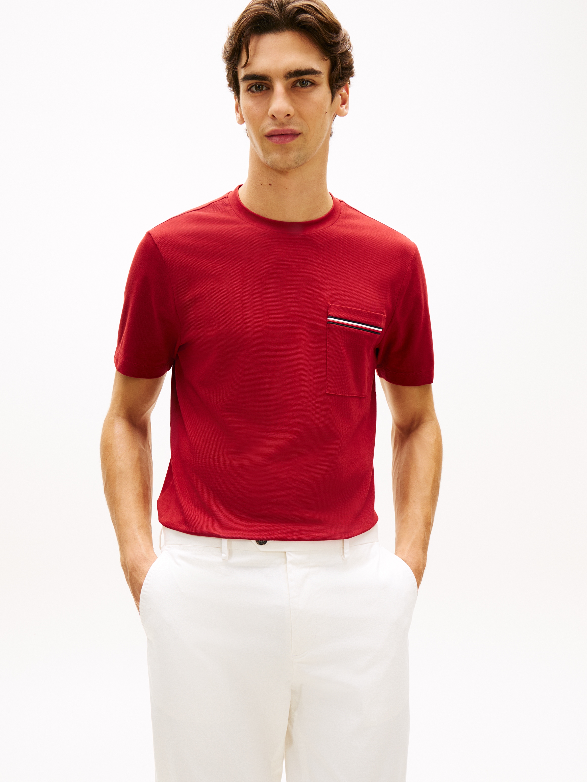 Tommy Hilfiger T-Shirt »GLOBAL STRIPE PIQUE POCKET« Regular fit mit Brusttasche