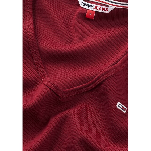 Tommy Jeans Langarmshirt »TJW BABY RIB JERSEY V-NECK LS«, mit gesticktem Tommy  Jeans Logo-Flag für bestellen | BAUR