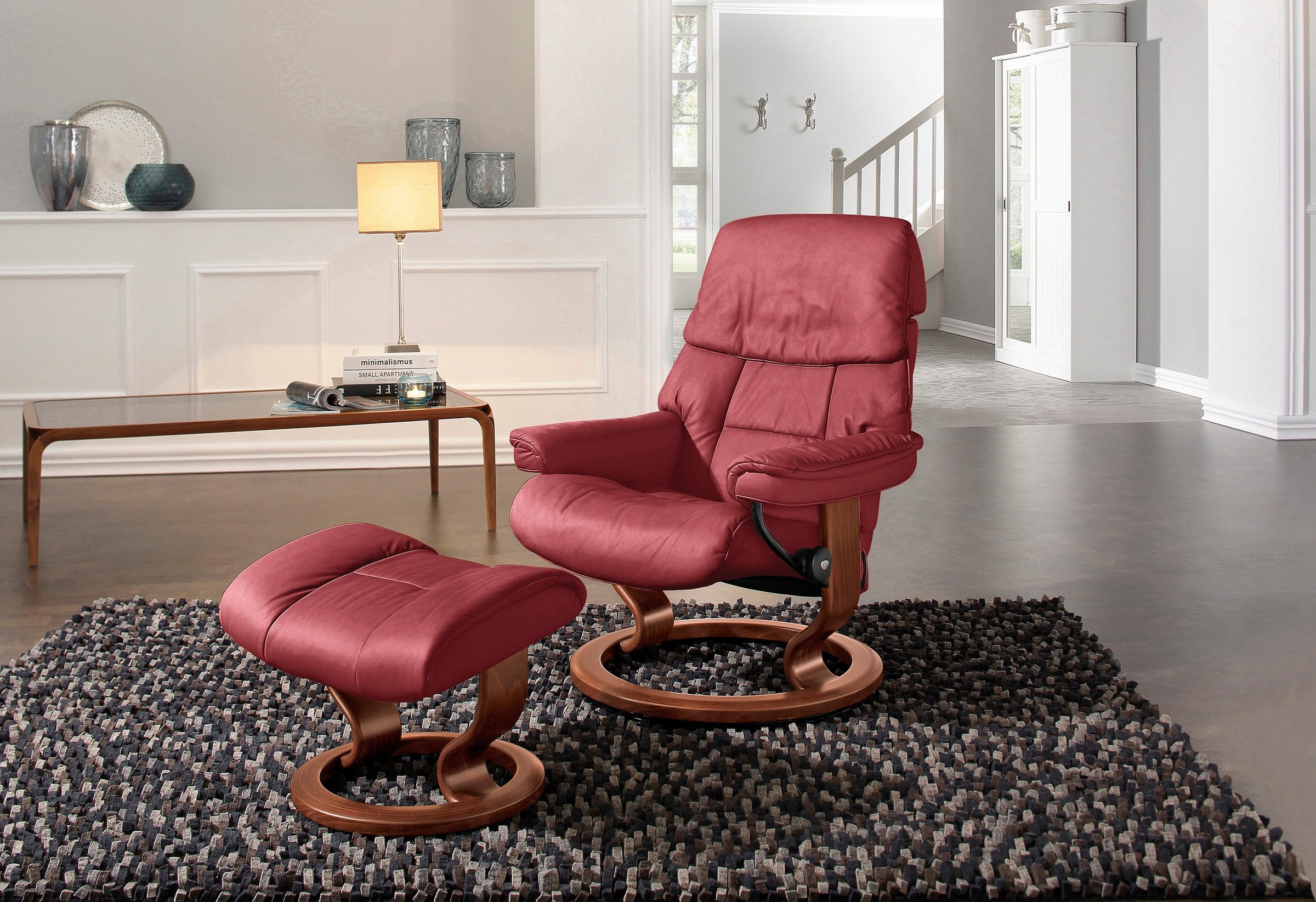 Stressless® Relaxsessel »Ruby«, (Set, Relaxsessel mit Hocker), mit Classic Base, Größe S, Gestell Eiche, Wenge, Braun & Schwarz