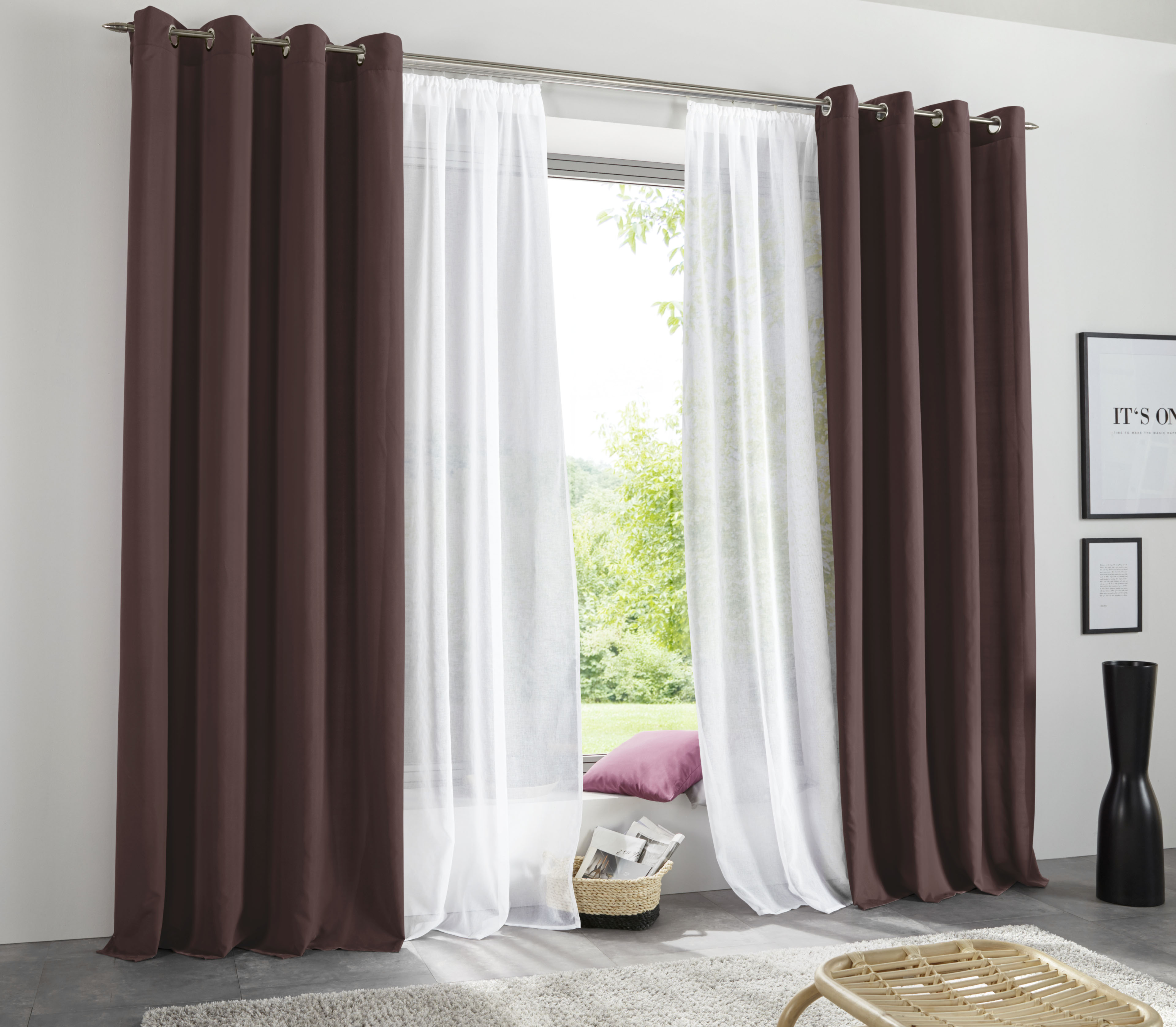 OTTO home Vorhang "Raja" Ösen 2 Stk. tlg. einfarbig, Einfache Montage, Pflegeleicht, Ösen, 2 er Pack, uni