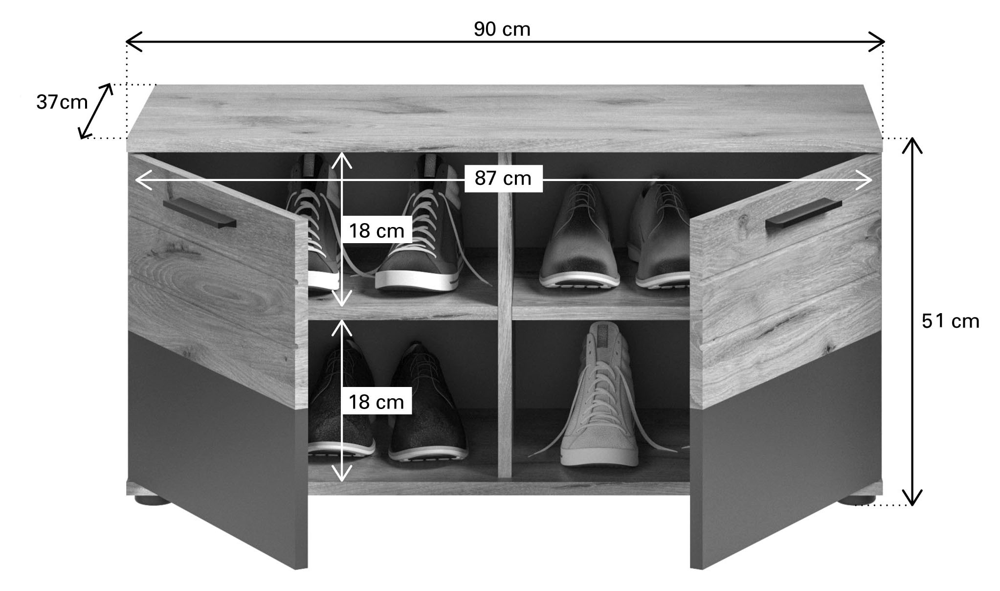 INOSIGN Garderoben-Set »Riga, Breite 175 cm, hochwertige Rillenfräsung, 3-teilig, best. aus:«, (Set, 3 St.), Garderobenschrank, Sitzbank, Paneel