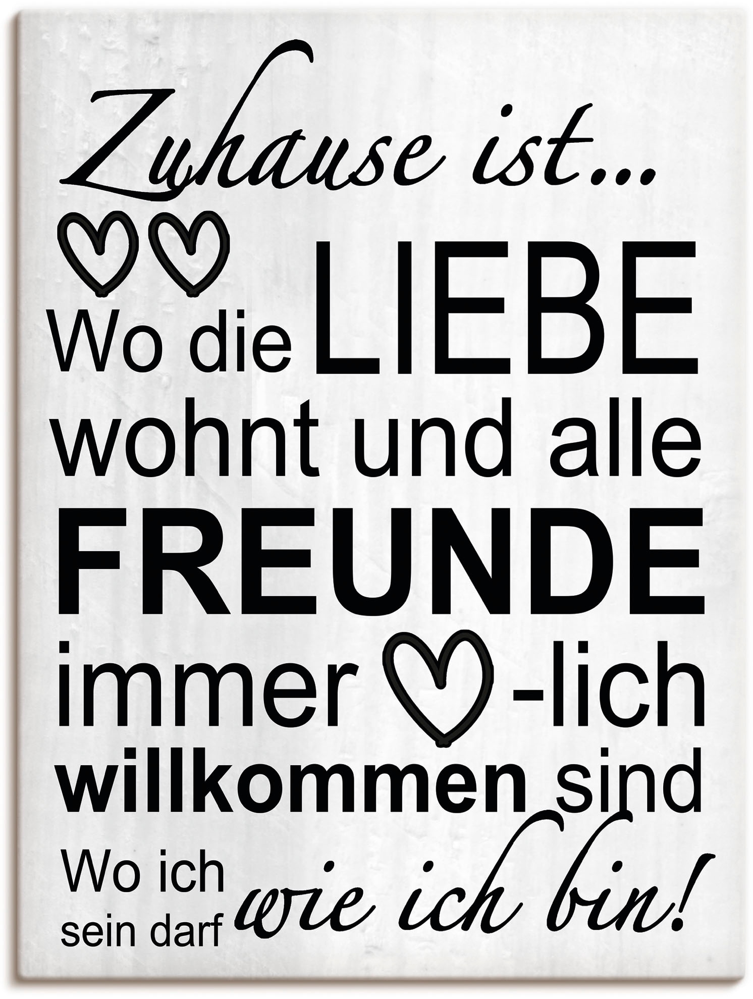 Artland Wandbild "Wo die Liebe wohnt" Sprüche & Texte 1 Stk. tlg. als Alubi günstig online kaufen