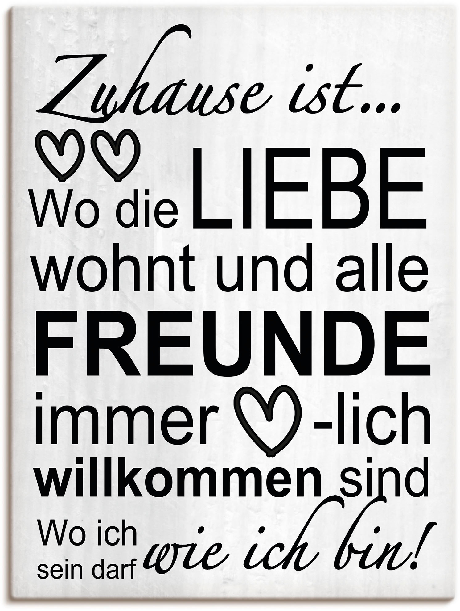 Artland Wandbild "Wo die Liebe wohnt" Sprüche & Texte 1 Stk. tlg. als Leinw günstig online kaufen