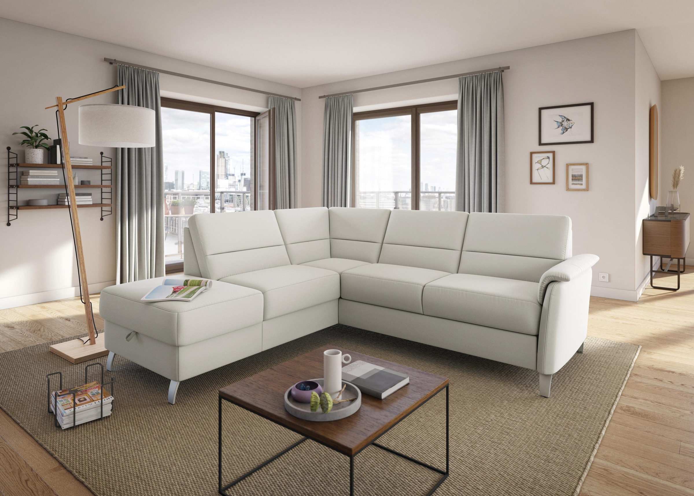 sit&more Ecksofa »Palmera L-Form«, Federkern, wahlweise mit Bettfunktion und mit/ohne Stauraum