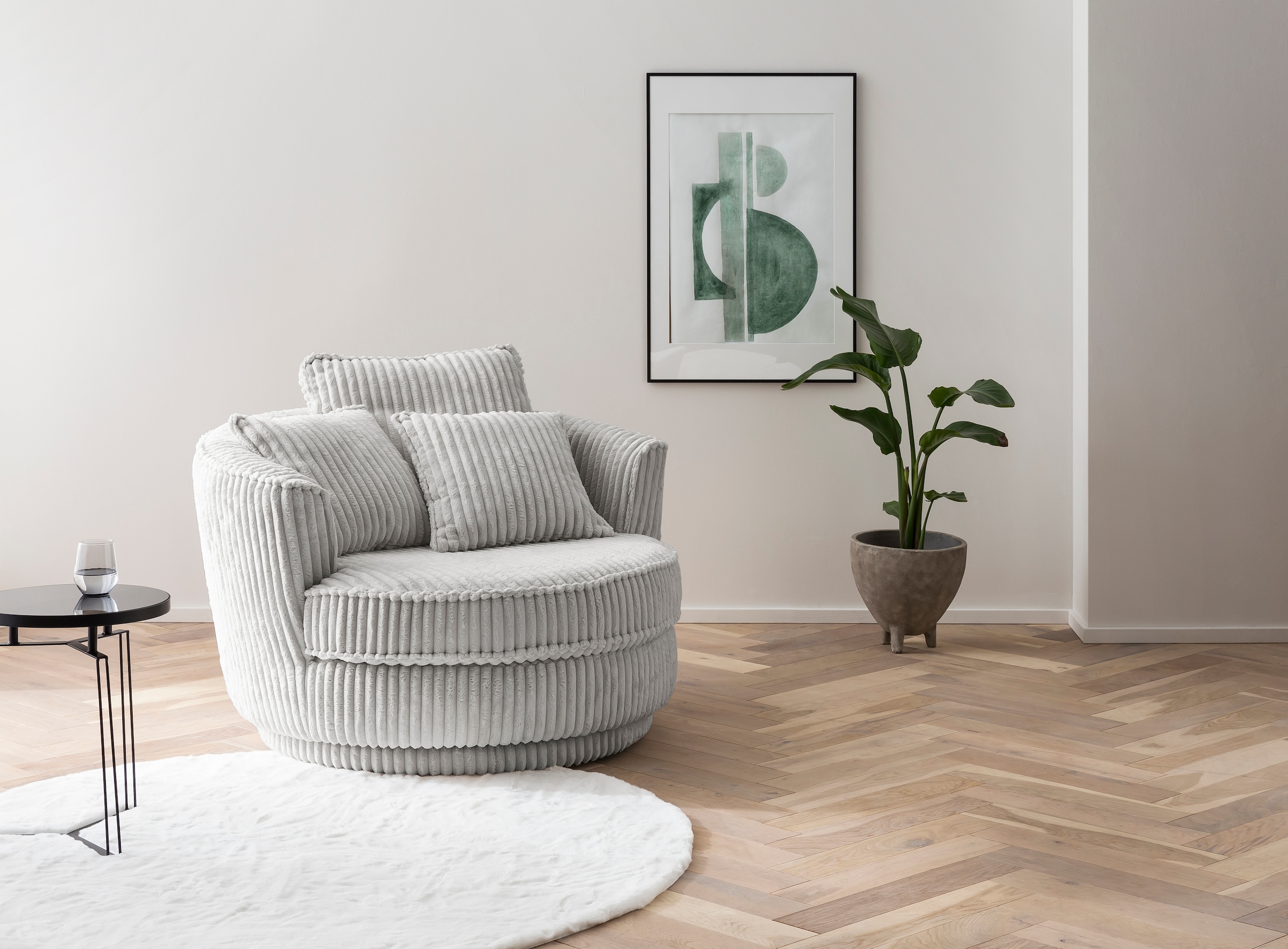 Home affaire Drehsessel "MAISIE Cord, Love Seat XXL, Lese-Sessel BIG-" Sessel in MEGA CORD u. Web-Velours, 360 Grad drehbar