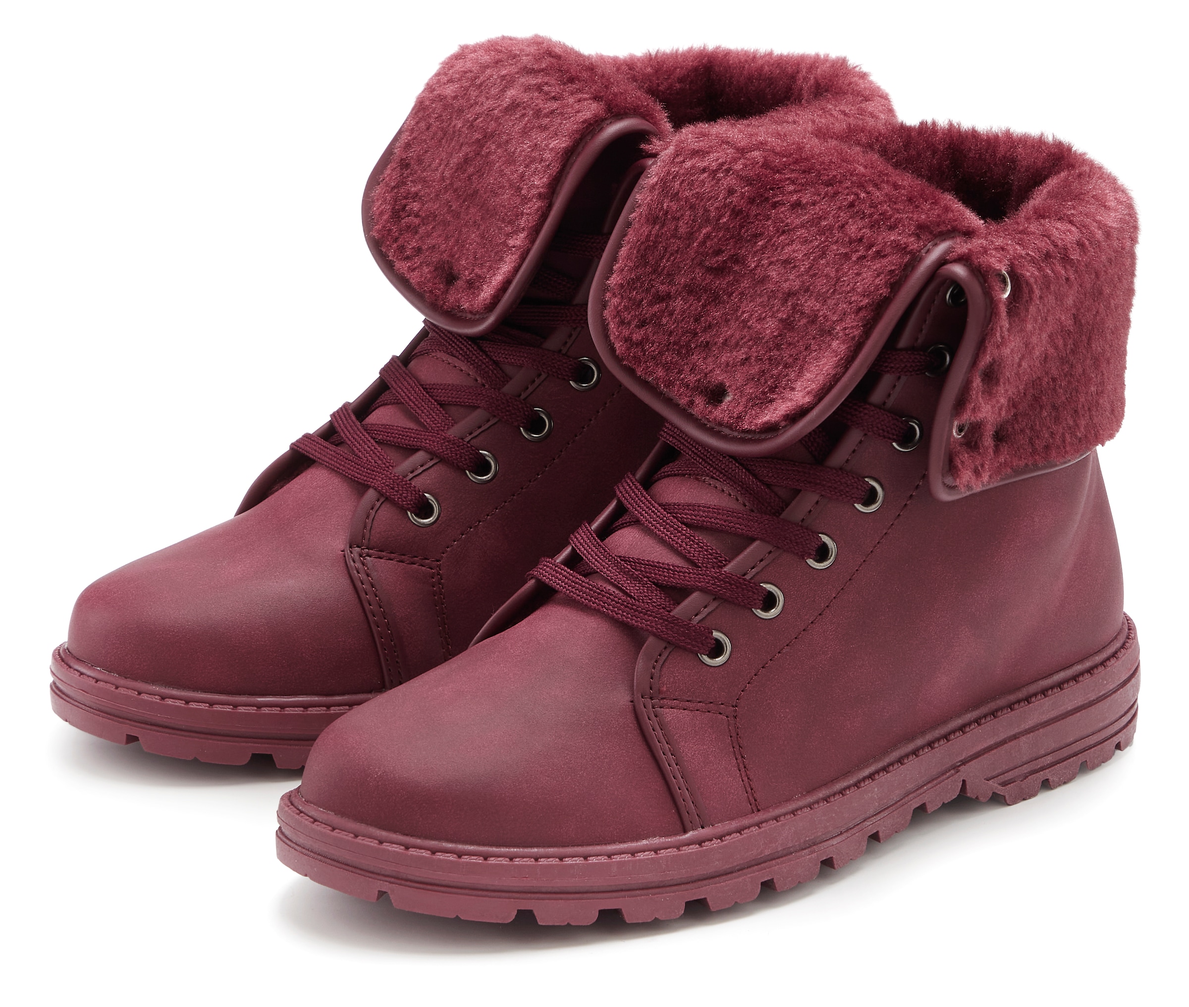 LASCANA Stiefelette "Boots," mit Fellimitat-Applikation VEGAN günstig online kaufen