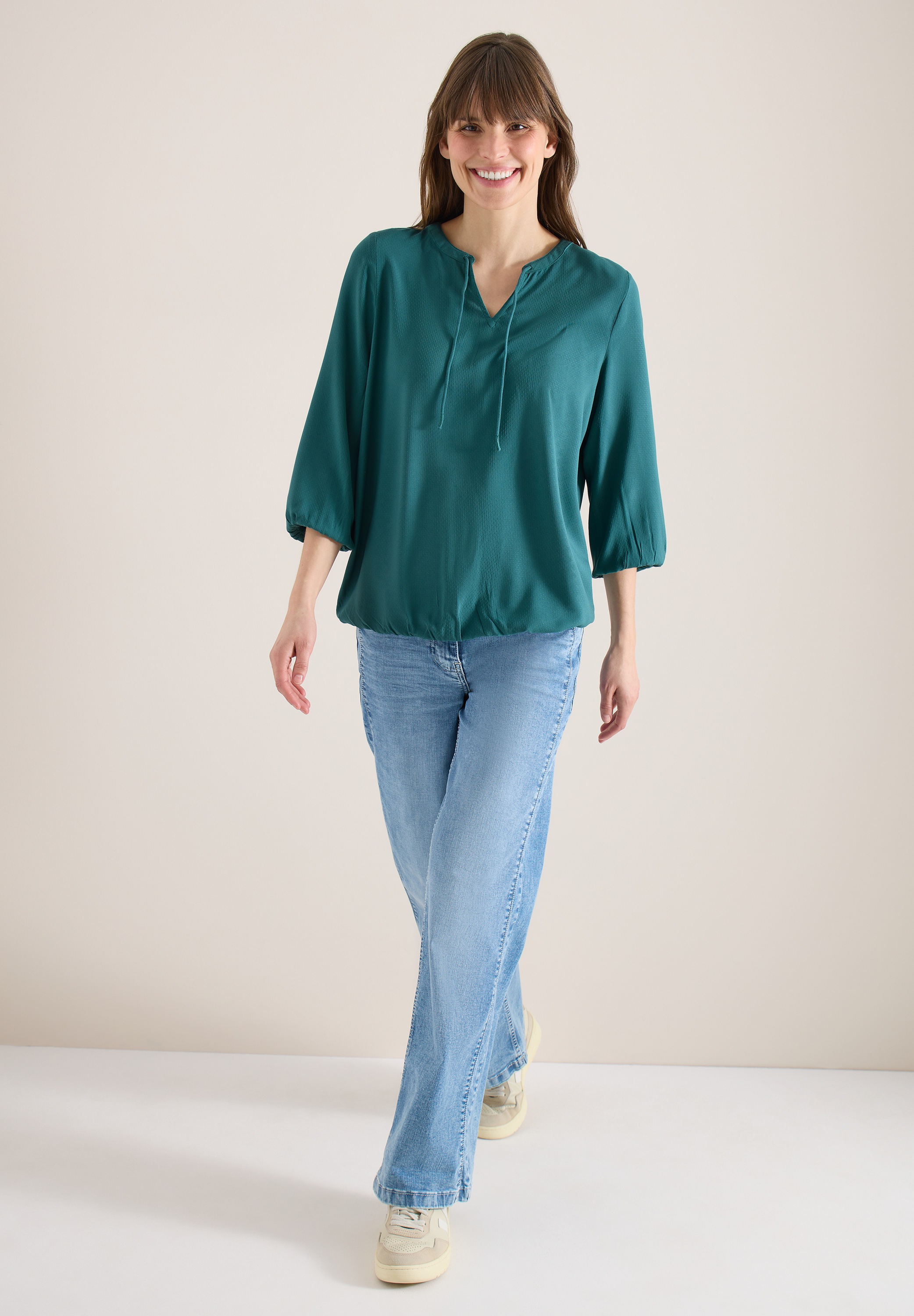 Langarmbluse CECIL, Damen, Gr. 3XL, jungle grün, Stoff, 100% Viskose, unifarben, klassisch normal, Rundhals, elastischer Bund, Blusen, aus softer Viskose 2