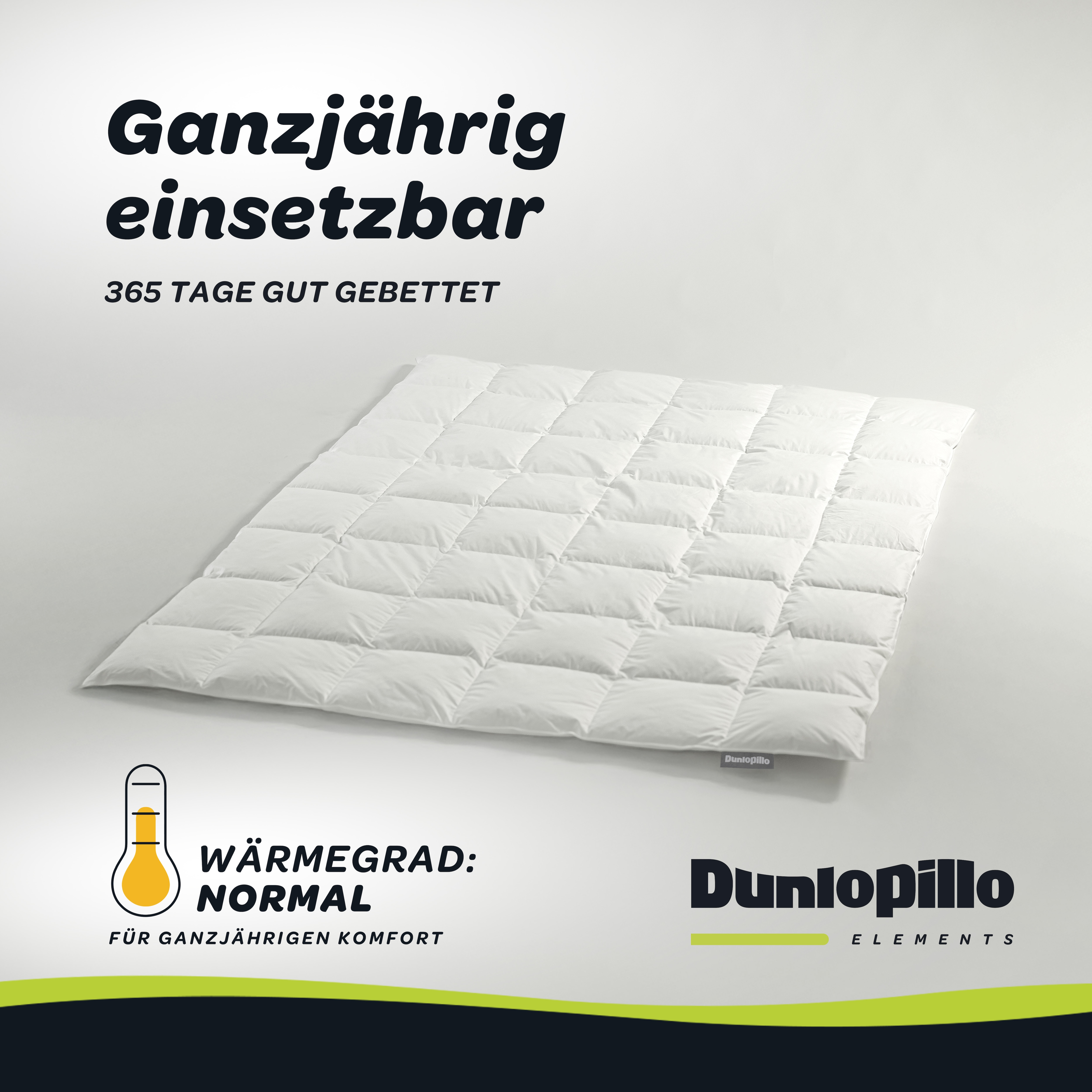 Dunlopillo Daunenbettdecke "Elements "NEUHEIT" Daunenbettdecke 135x200 cm weitere Größen" normal Füllung 60% Daunen & 40% Federn 1 Stk. tlg. Hergestellt in Deutschland