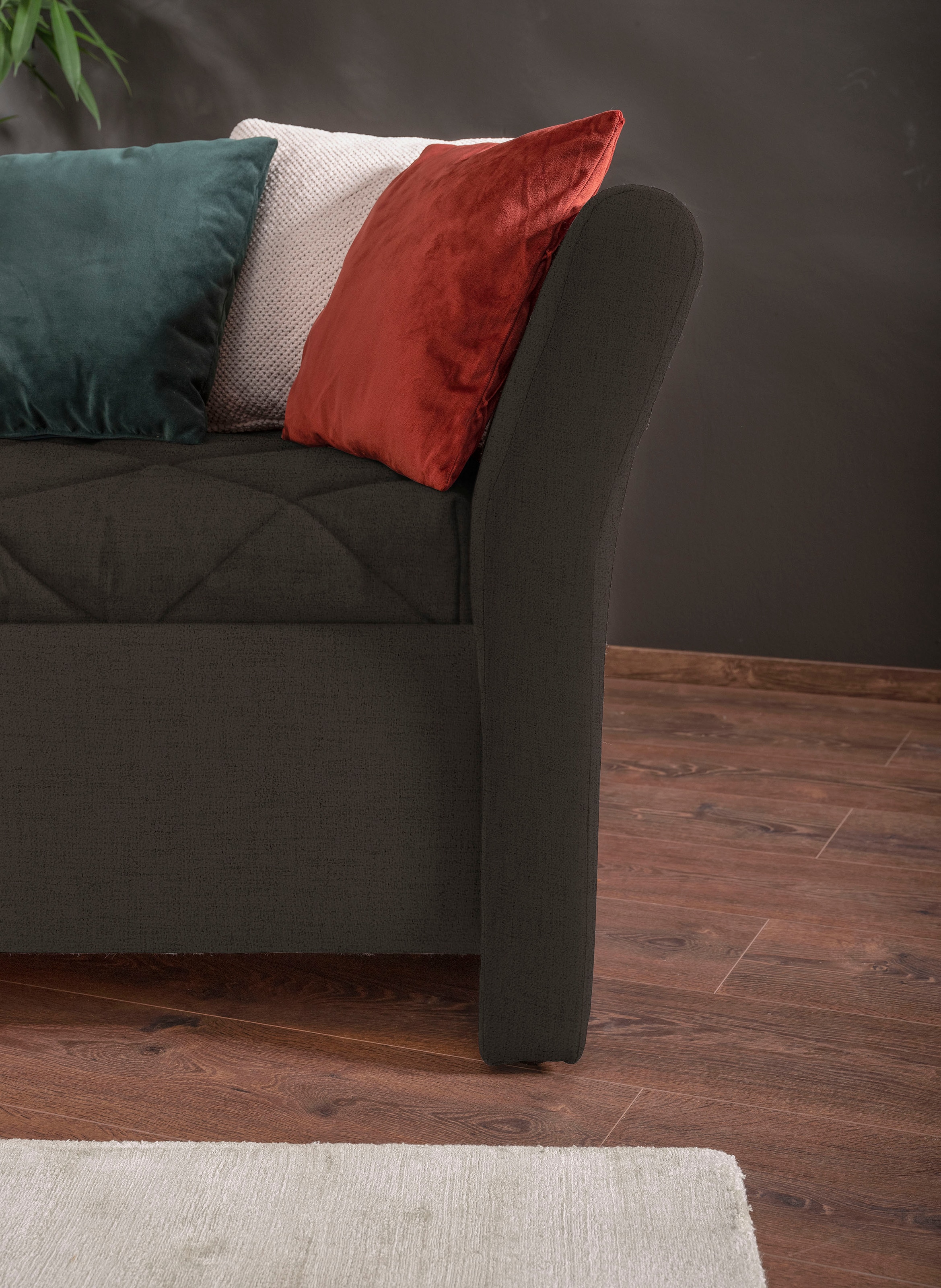alina Schlafsofa »Lindsay«, Bettkasten, Zierkissen-Set aus: 2 Stk. 40x40cm, 1 Stk. 30x30cm