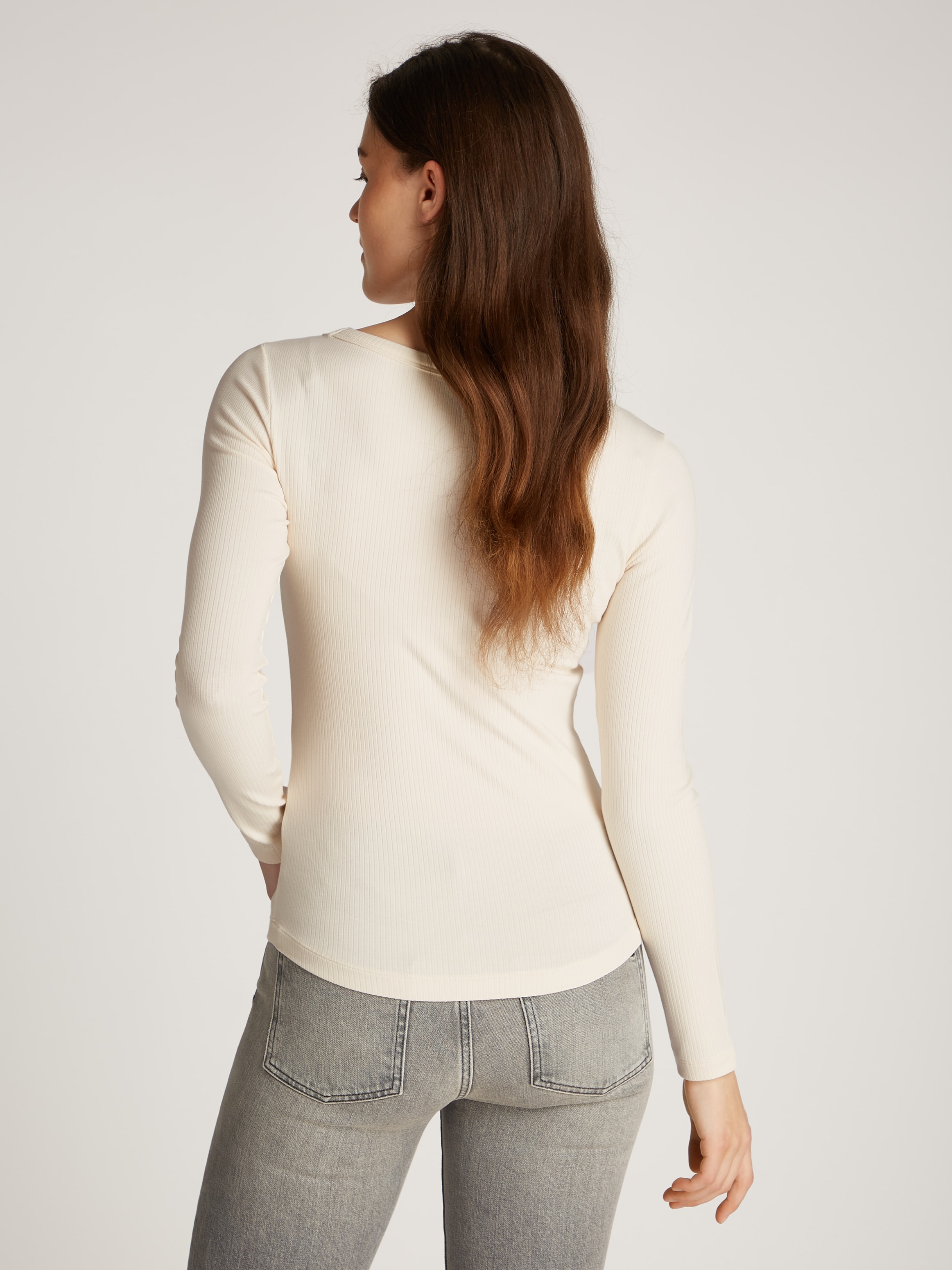 Tommy Hilfiger Langarmshirt »SLIM 5X2 RIB O-NK LS«, mit Struktur