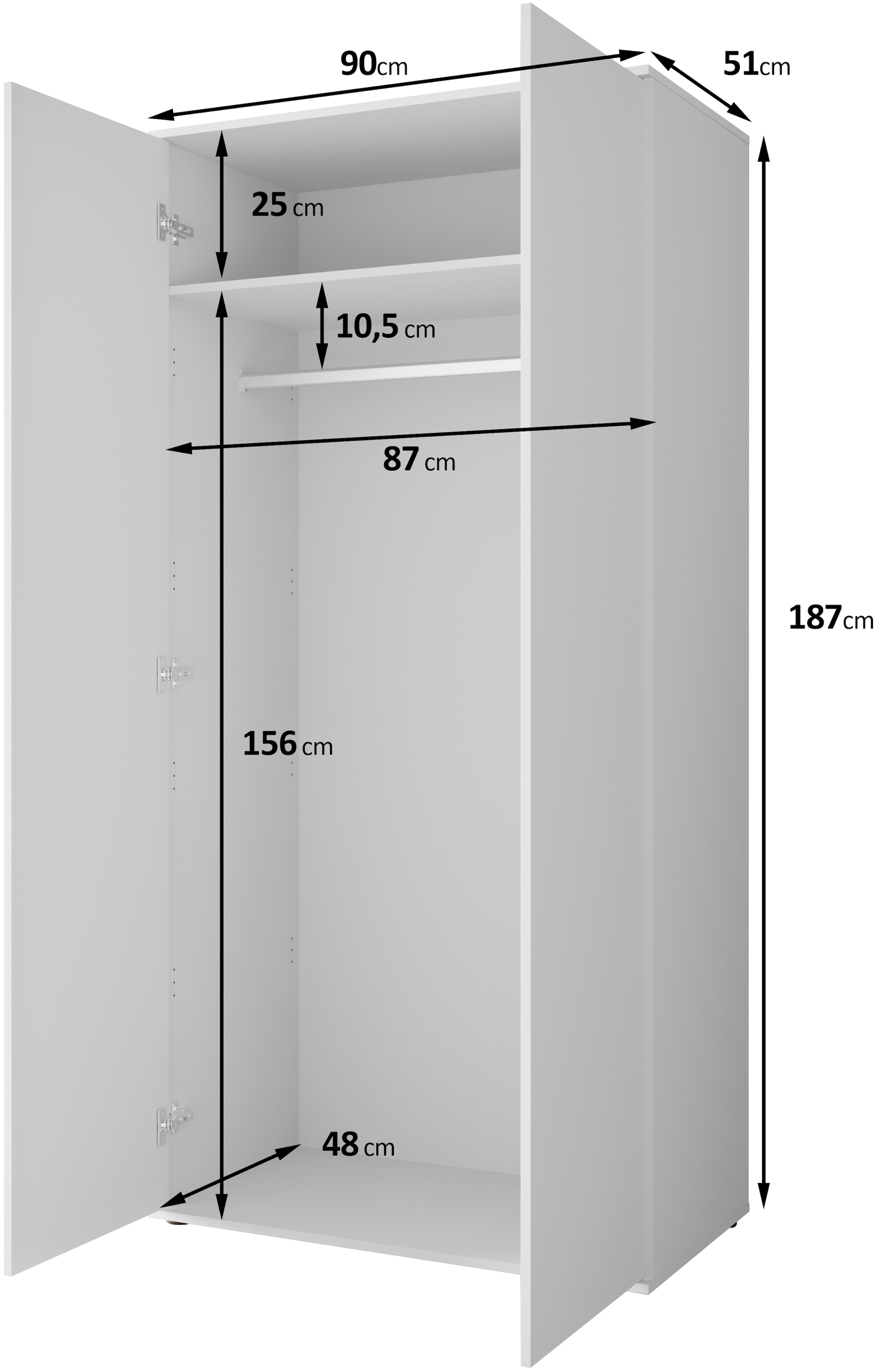 INOSIGN Kleiderschrank »LAGOS Wäscheschrank, Garderobe, schwarze Griffe, Made in Europe«, Moderner Drehtürenschrank, FSC-zertifiziert, melaminbeschichtet