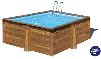 Rechteckpool »CARRA 3«, (Set, 9 tlg.), Echtholzpool, 305x305x119 cm