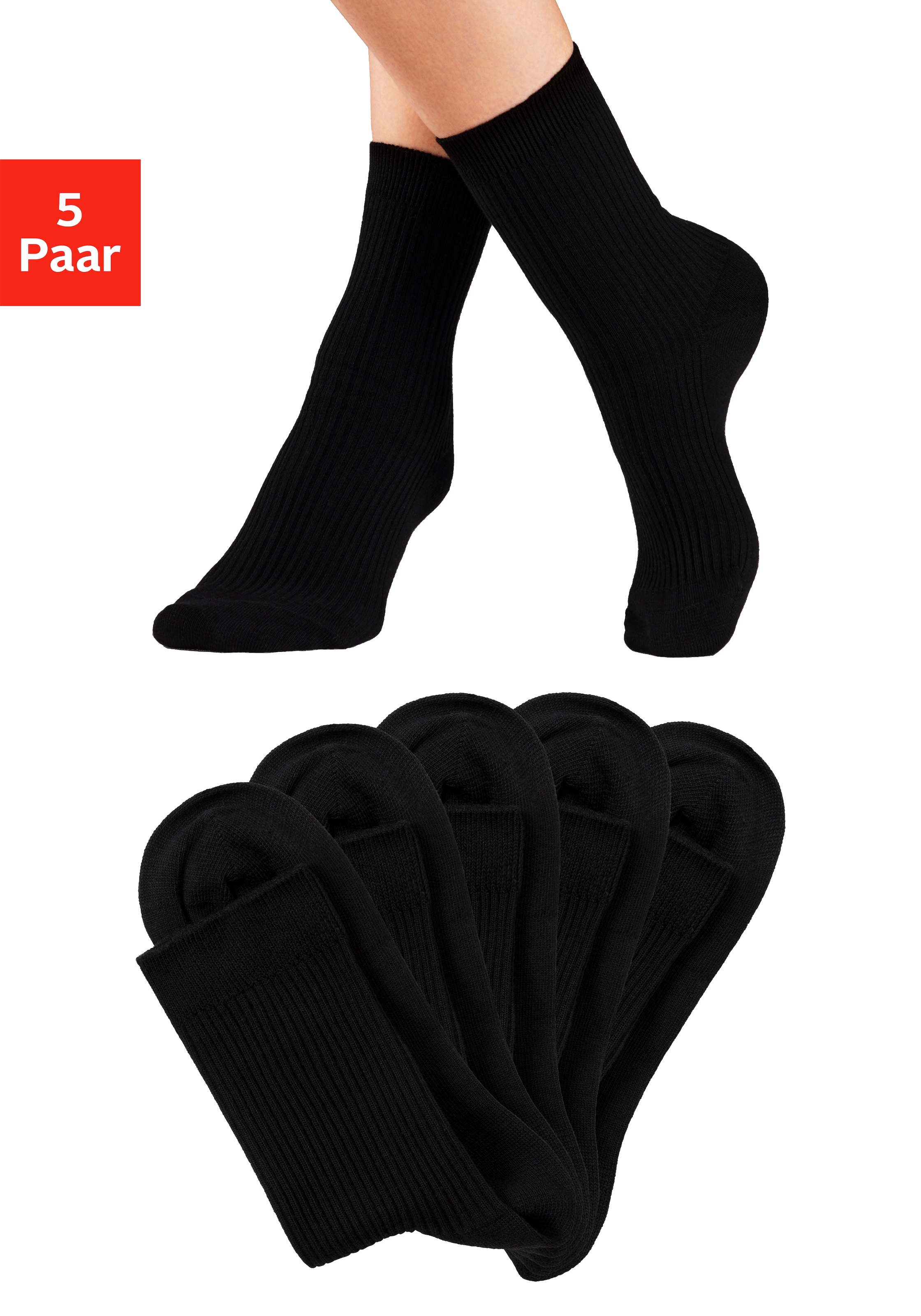Lavana Basicsocken Packung, 5 Stk. tlg. mit feiner Rippe günstig online kaufen