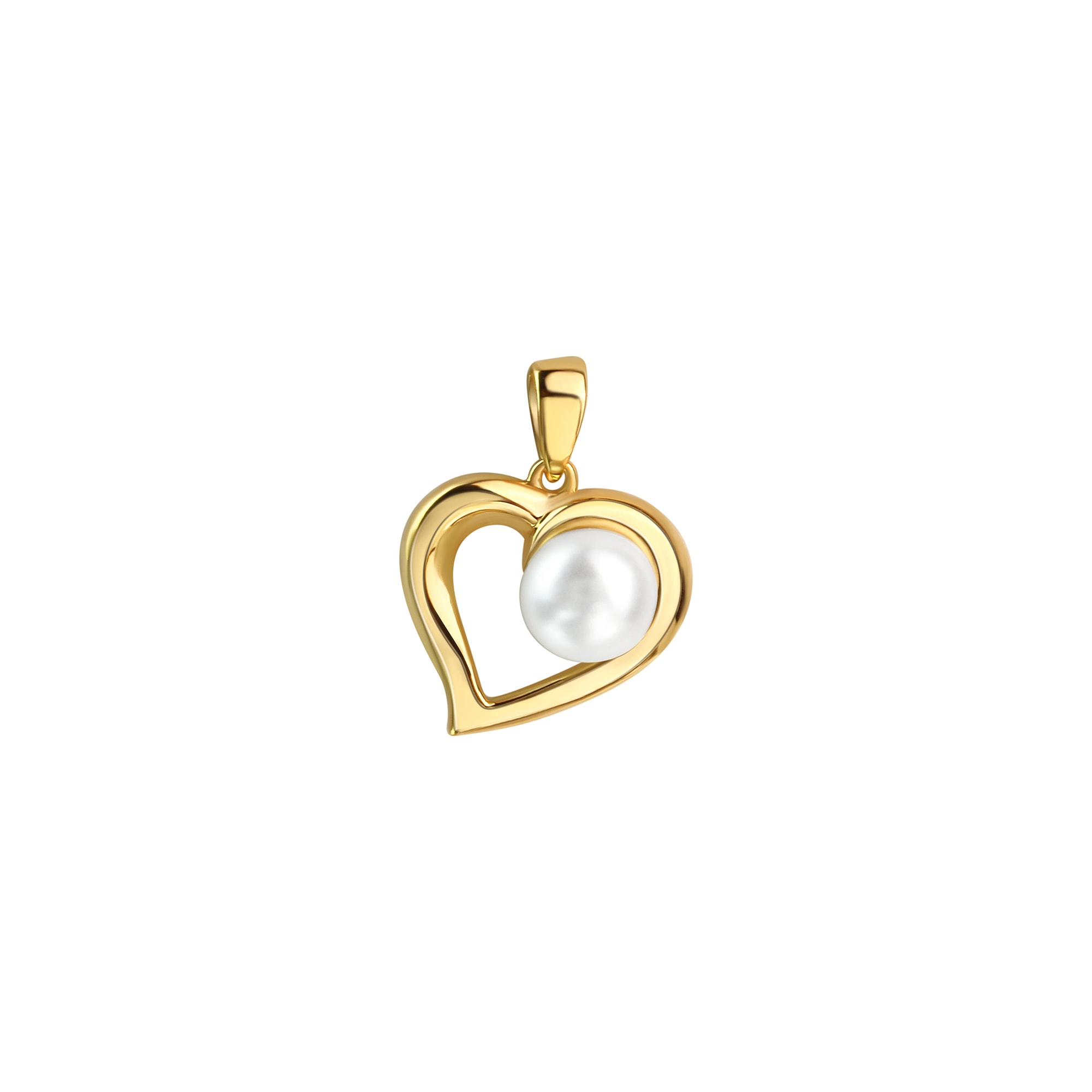 "Kettenanhänger VIVANCE ""925/- Sterling Silber vergoldet Herz Süßwasserperle"", gelb, Schmuckanhänger, Damen, one-size, Silber 925 (Sterlingsilber)