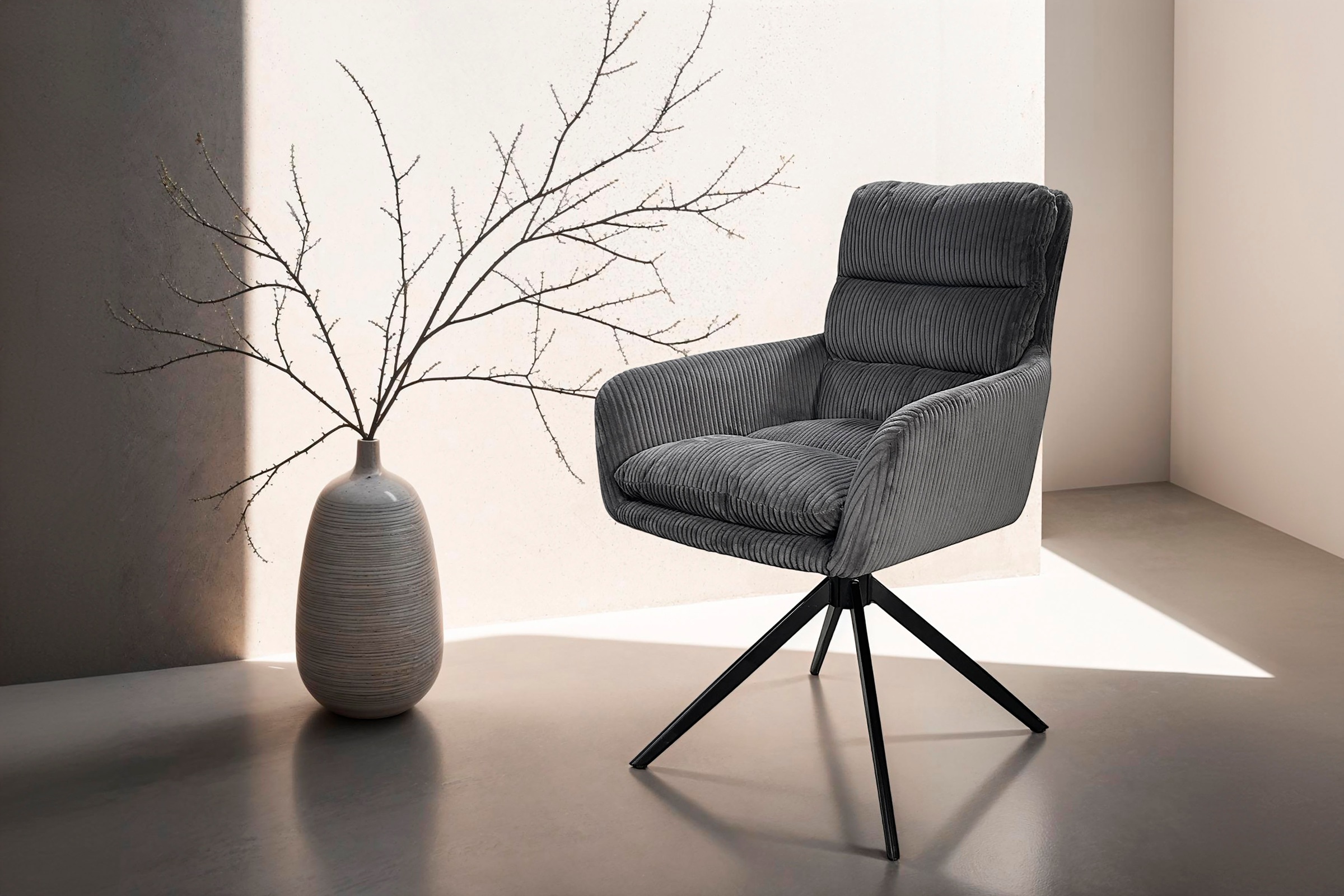 byLIVING Esszimmerstuhl "Pura" (Set) 2 Stk. Sitzschale 360drehbar, Metall s günstig online kaufen