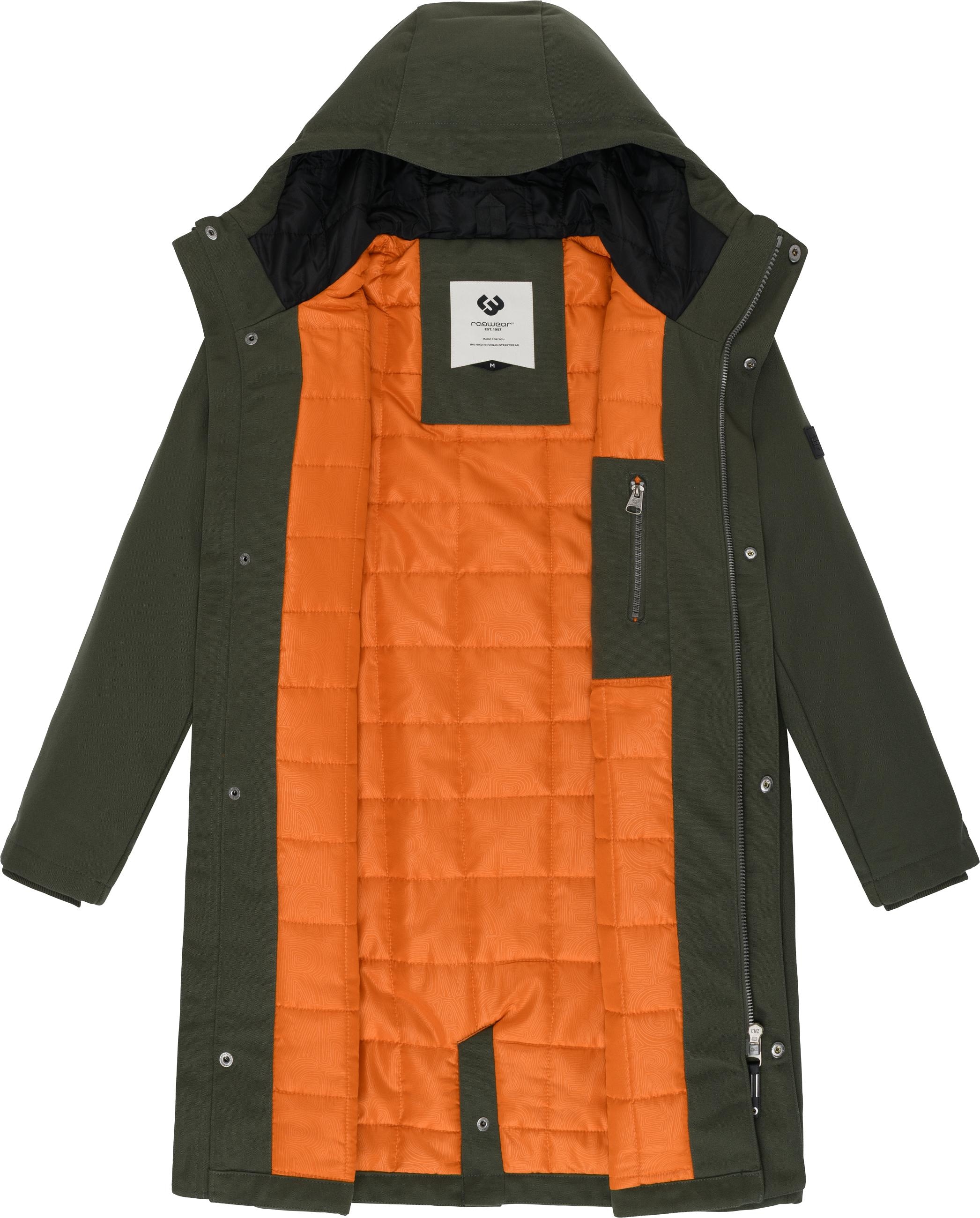 Ragwear Wintermantel »Mr Them Long«, lange wasserdichte Herren Winterjacke mit Kapuze