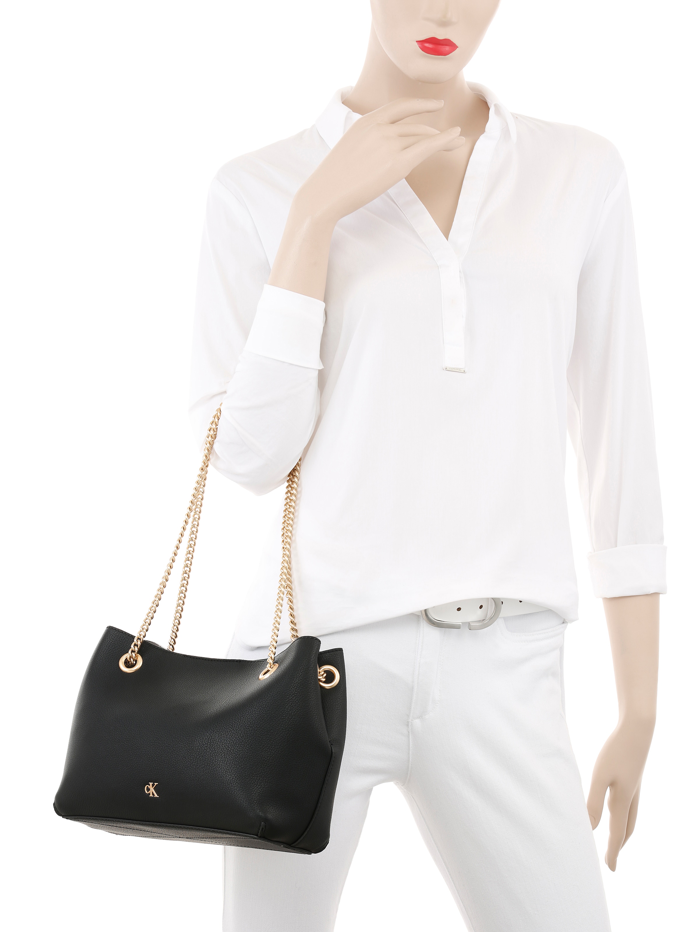 Calvin Klein Jeans Umhängetasche »MNML MNGRM CHN SHLDR«, Abendtasche, festliche Damen-Tasche, Schultertasche mit CK-Logo