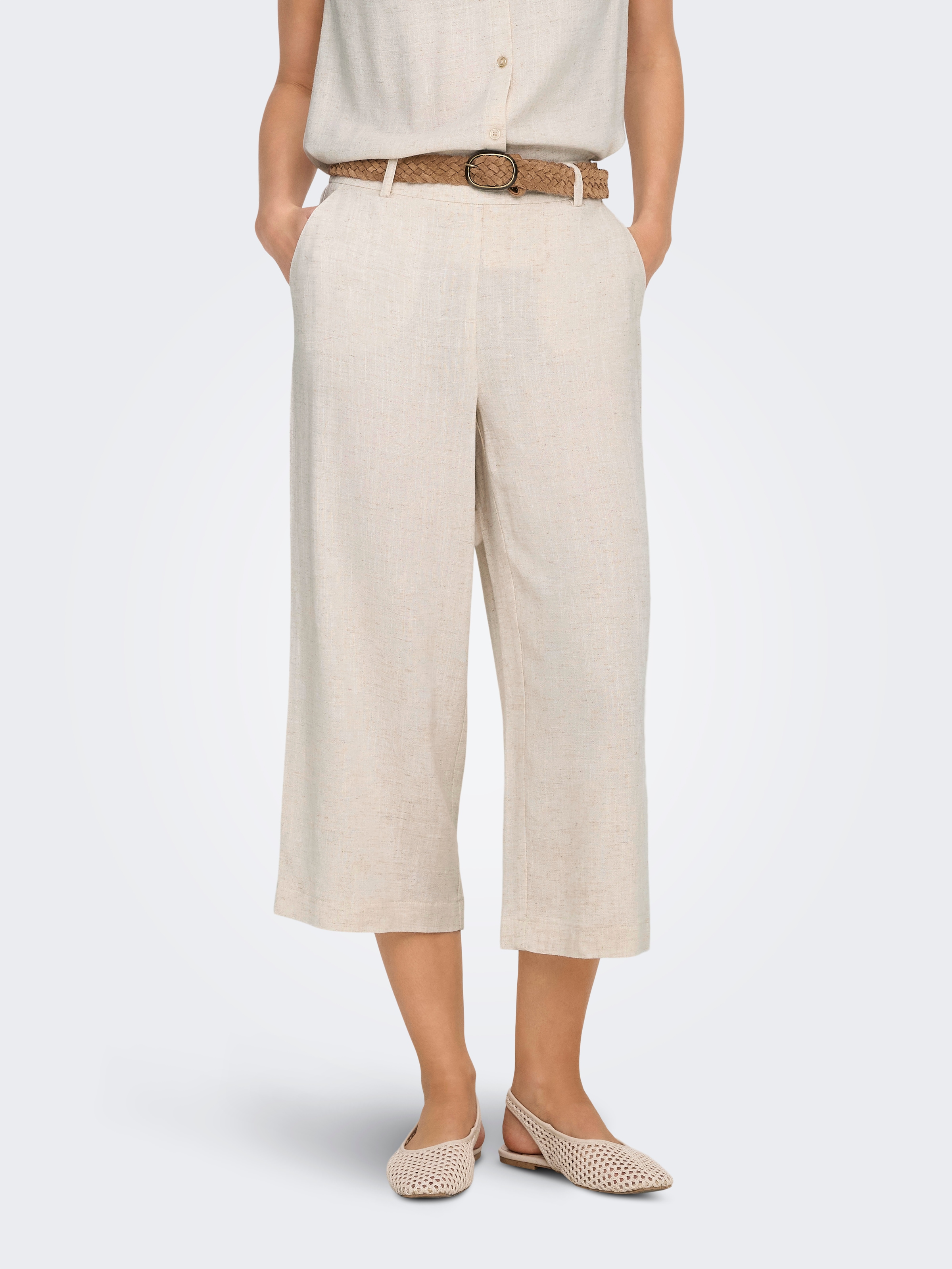 ONLY Culotte "ONLSIESTA HW LIN BL CLEAN CULOT PNT NOOS" mit Leinen