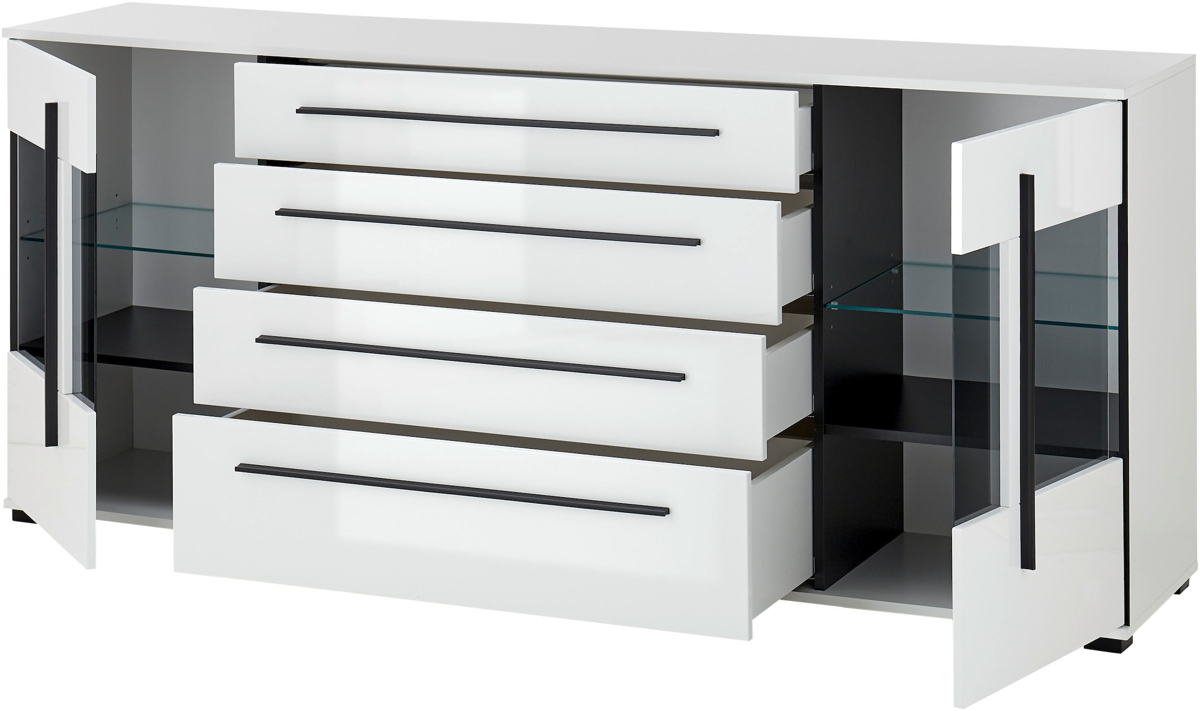 INOSIGN Sideboard »Cantara, moderner Schrank, Kommode in Eiche Evoke oder weiß«, schwarze Stangengriffe, ausreichend Stauraum, vielseitig einsetzbar