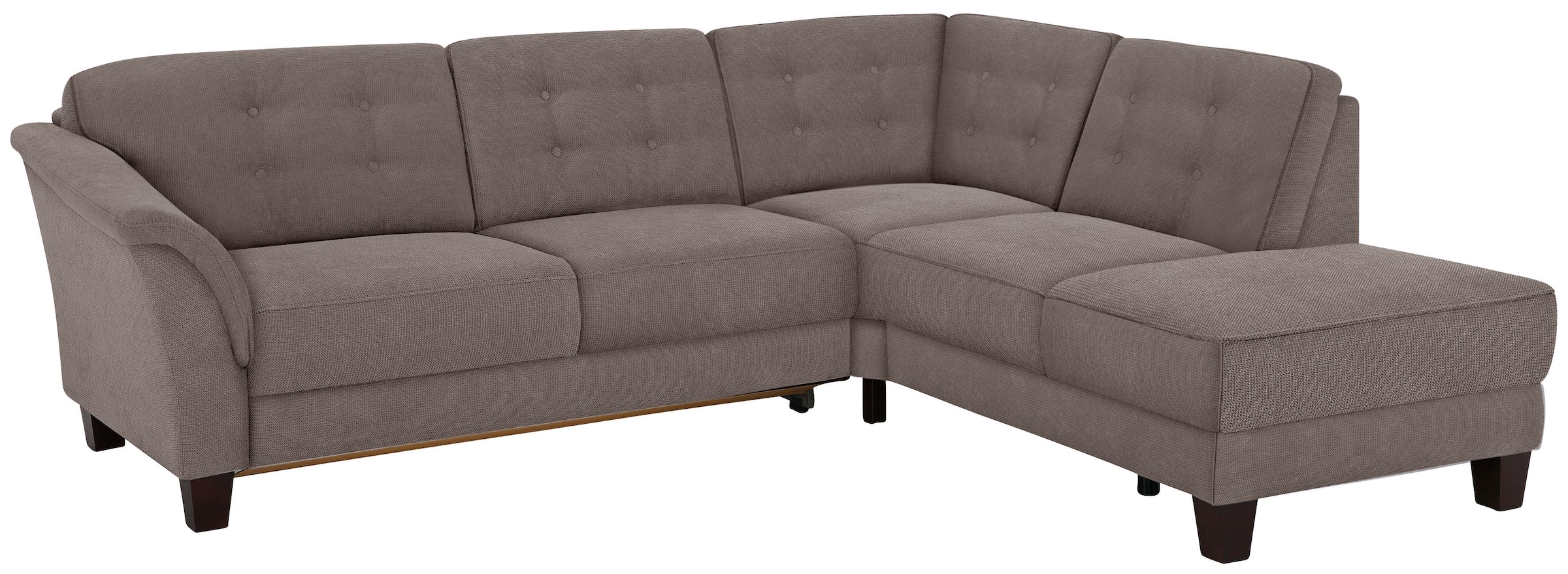 Home affaire Ecksofa »Trondheim L-Form«, mit Federkern und Knopfheftung im Rücken, Füße Buche dunkel
