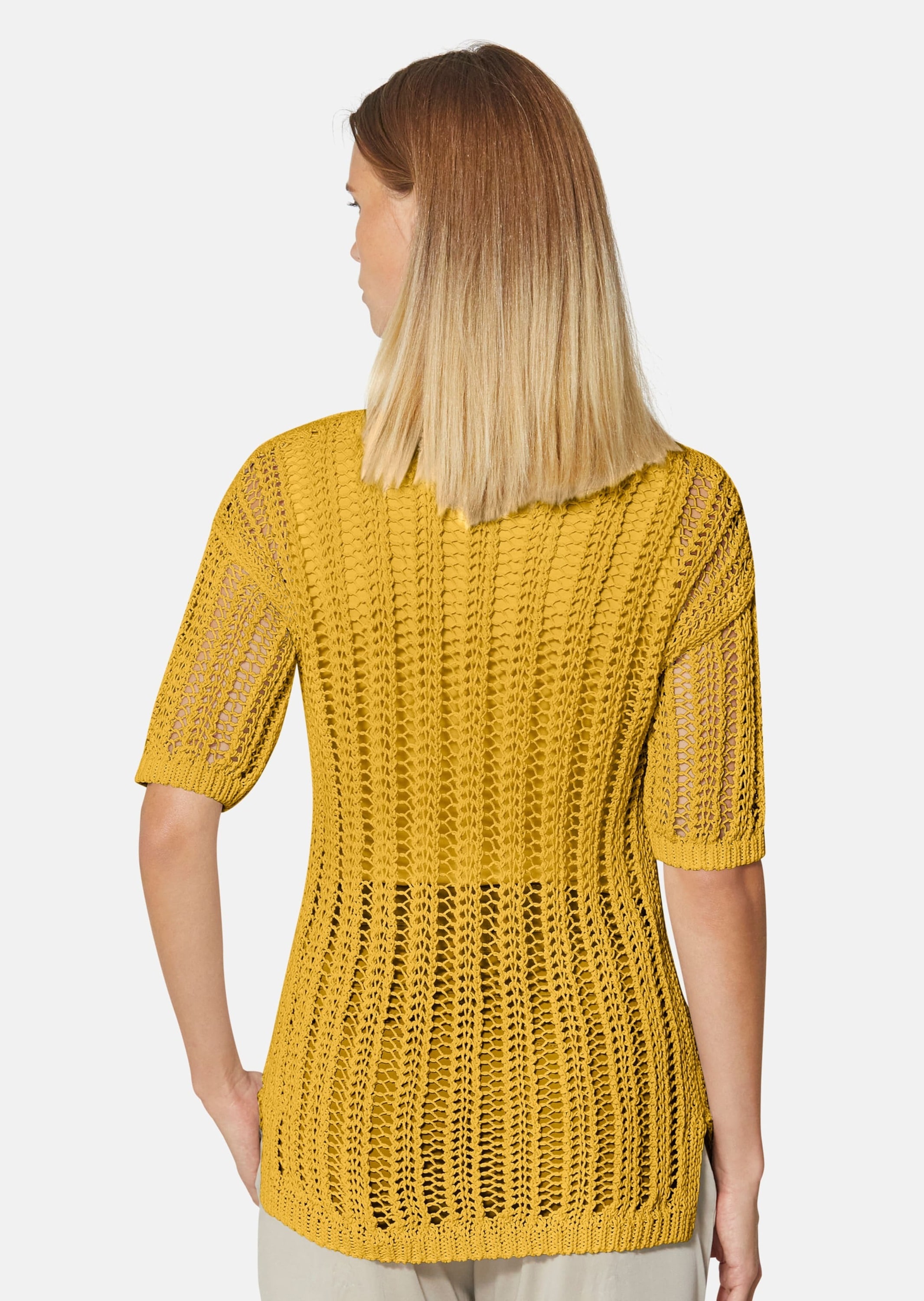 MADELEINE Longpullover »Pullover Ajourpullover aus edlem italienischem Bändchengarn«