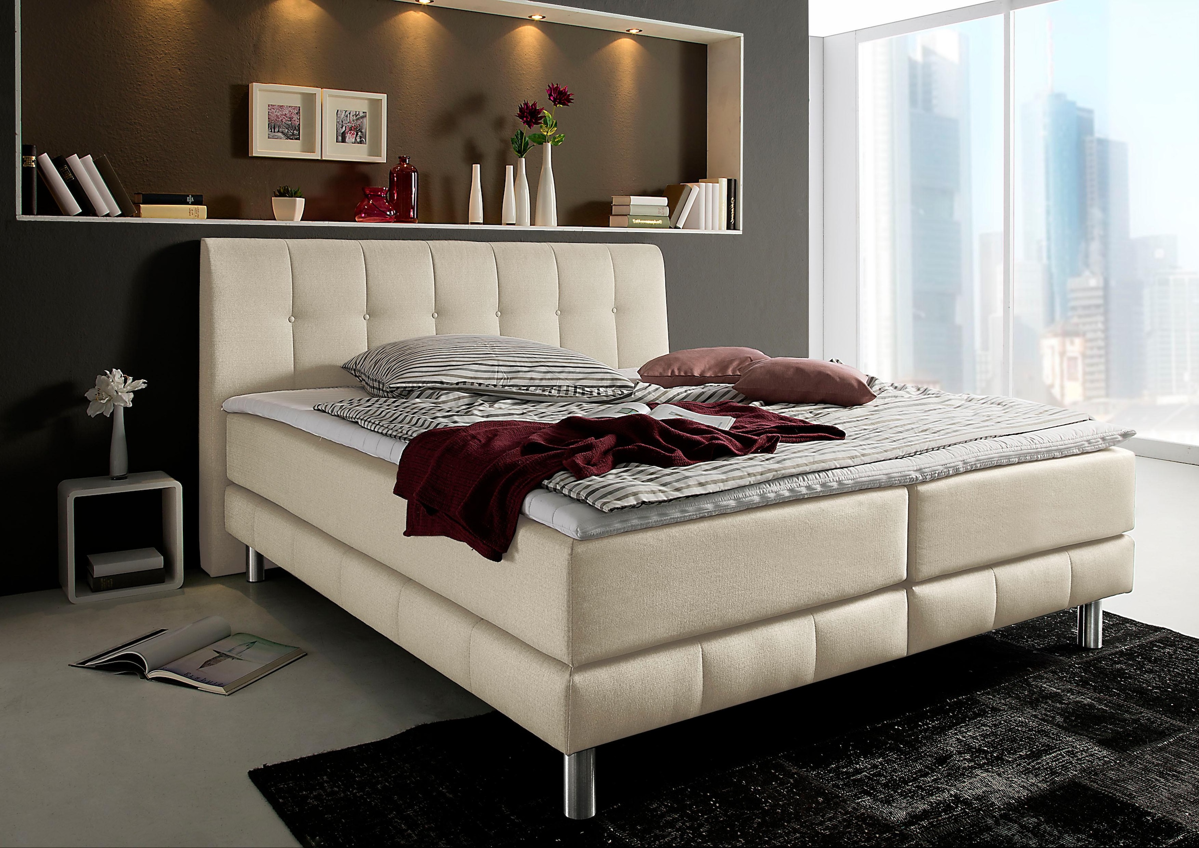 Home affaire Boxspringbett "Cafone" inkl. Topper, 5 Breiten, 3 Matratzenart günstig online kaufen