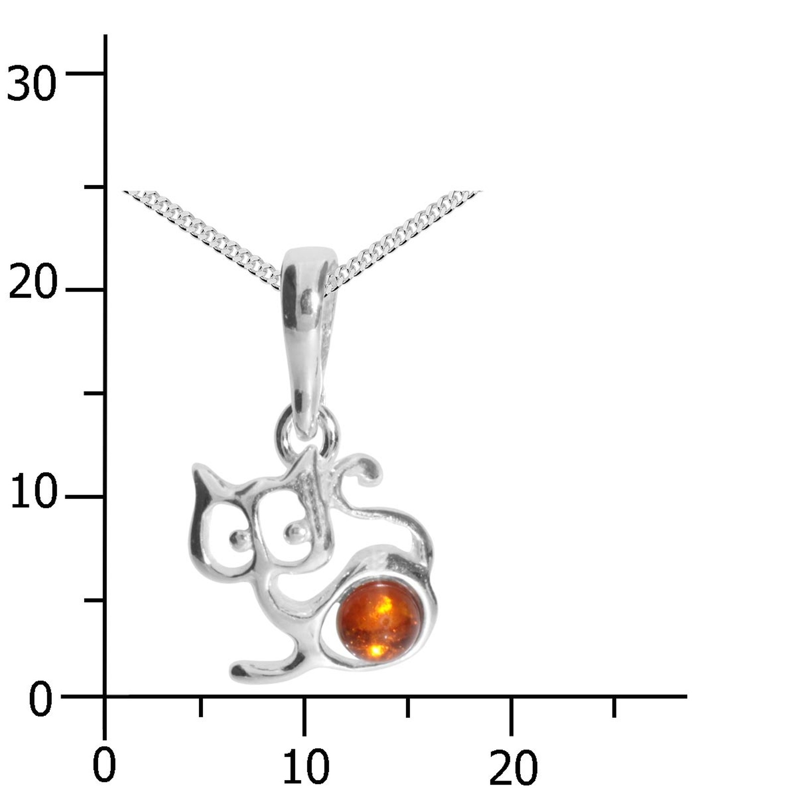 Ostsee-Schmuck Cat Pendant Silver 42cm 2