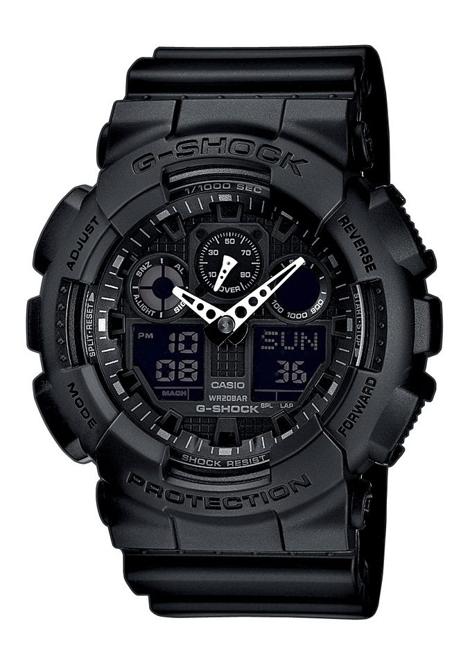 CASIO G-SHOCK Chronograph »GA-100-1A1ER«, Quarzuhr, Armbanduhr, Herrenuhr, digital, bis 20 bar wasserdicht