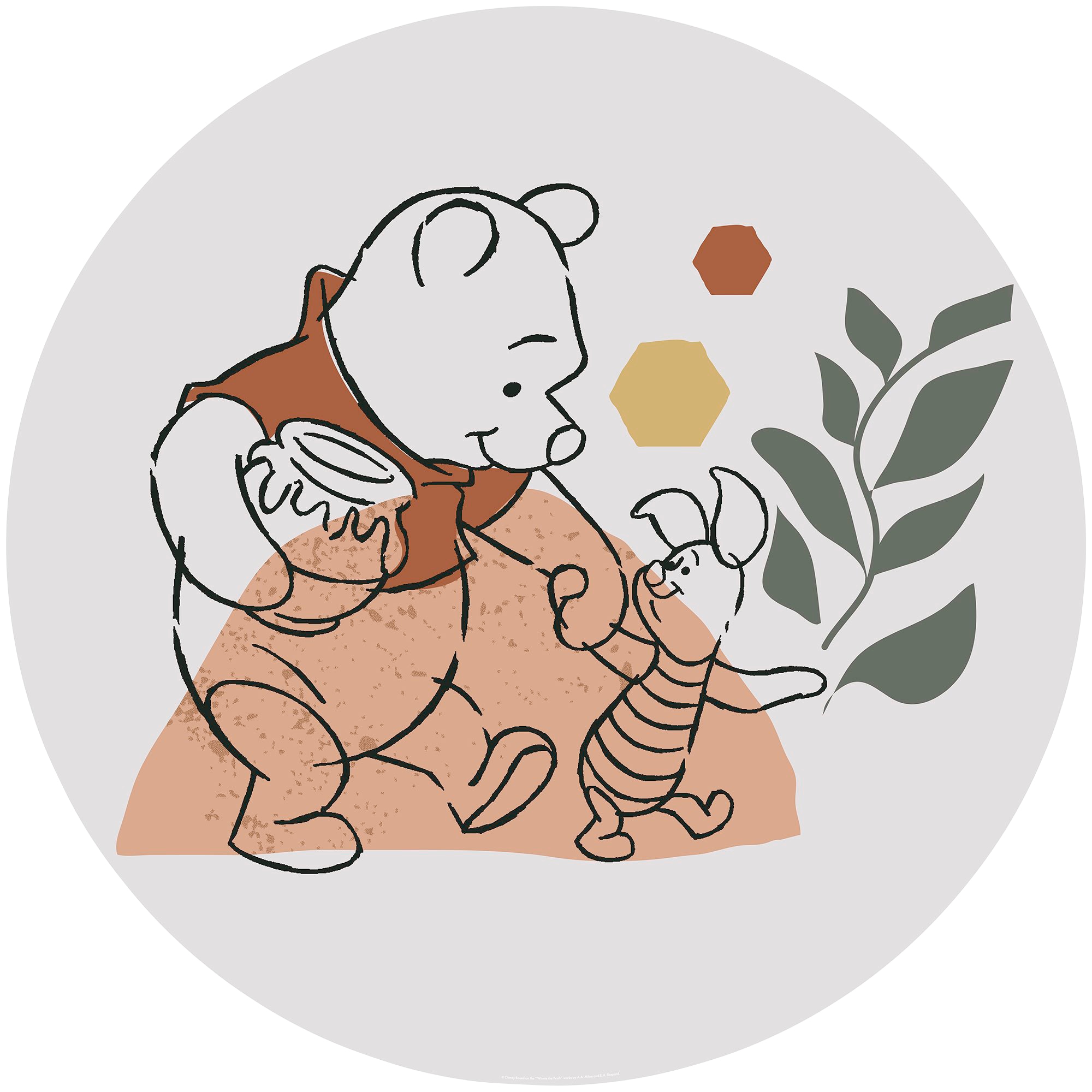 Komar Fototapete "Vlies selbstklebend - Winnie the Pooh Soulmate - Größe 125 x 125 cm" bedruckt glatt Kinderzimmer